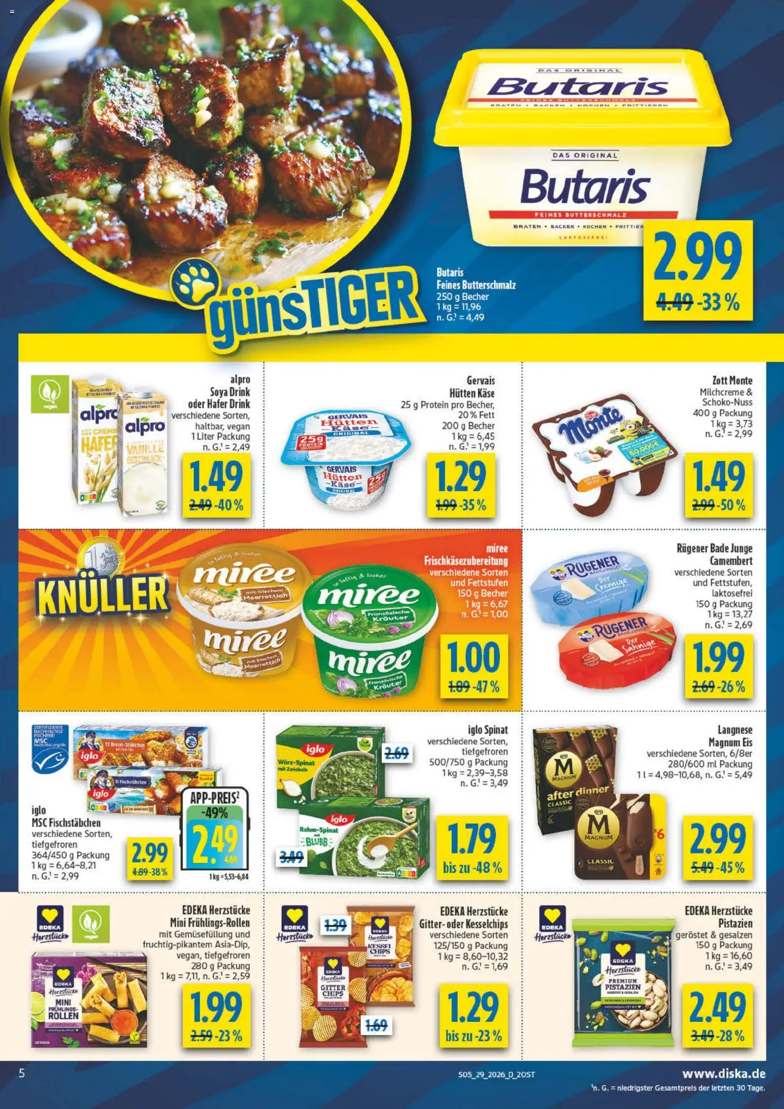 Diska Prospekt – gültig ab 13.07.2026 | Seite: 5 | Produkte: Käse, Iglo, Pistazien, Eis