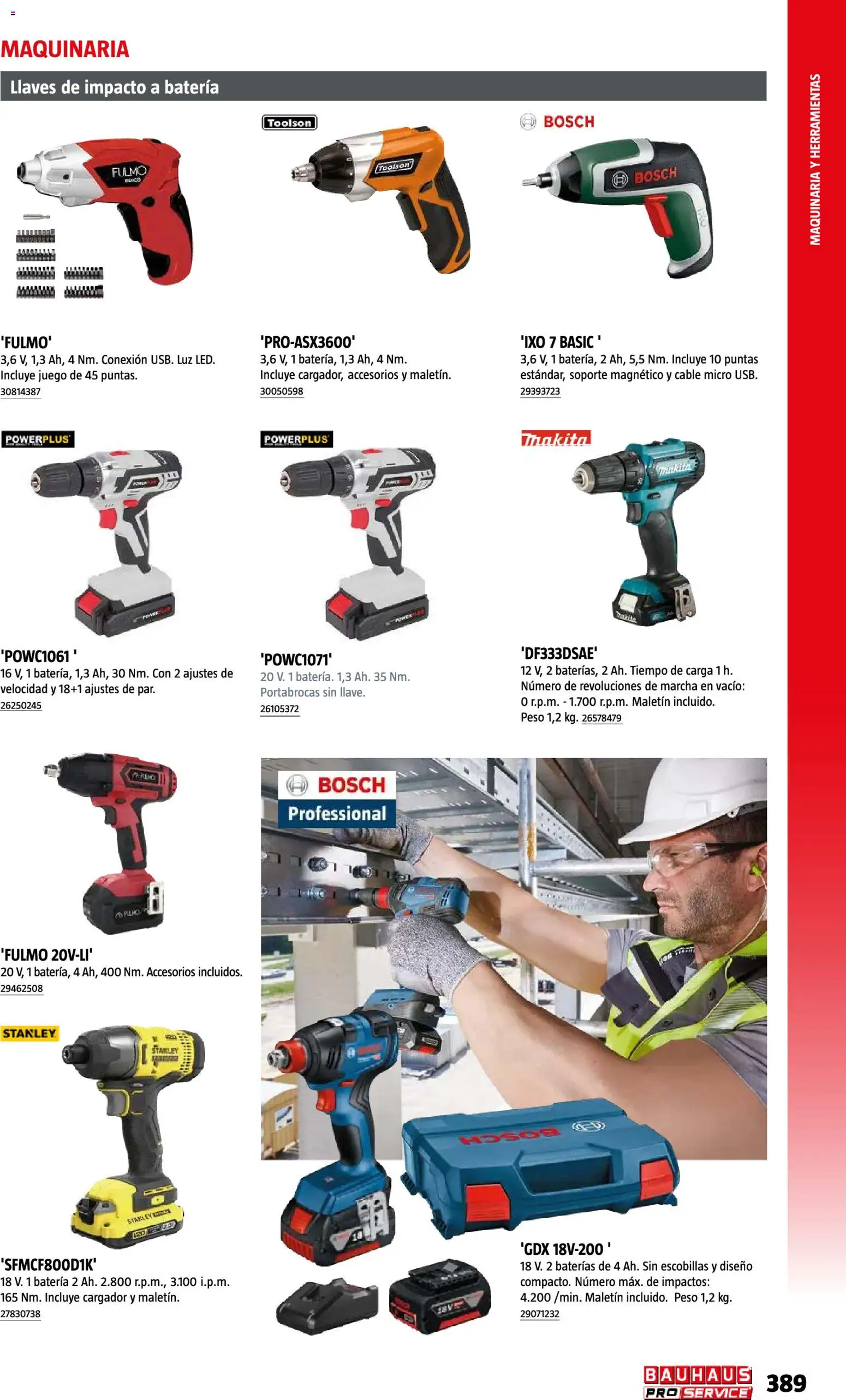 Bauhaus ProService │ válido desde el 11/05/2026 | Página: 389 | Productos: Cable, Herramientas, Peso, Batería