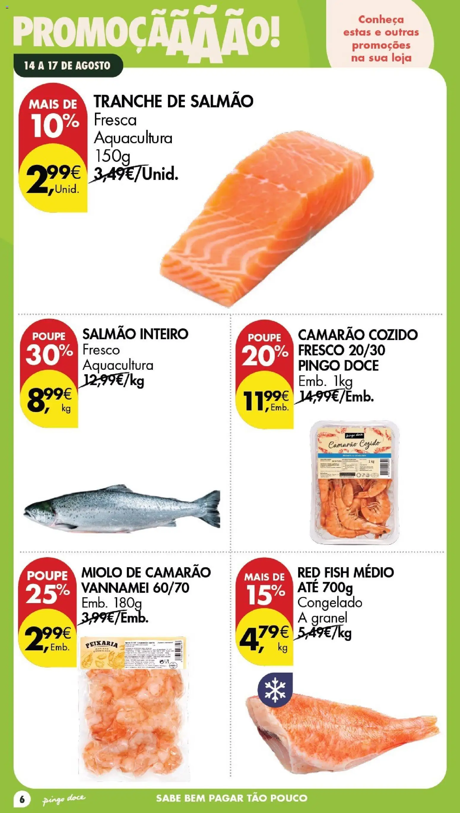 Pingo Doce Poupe este Fim de Semana │ válido de 14/08/2026 | Página: 6 | Produtos: Camarão, Salmão