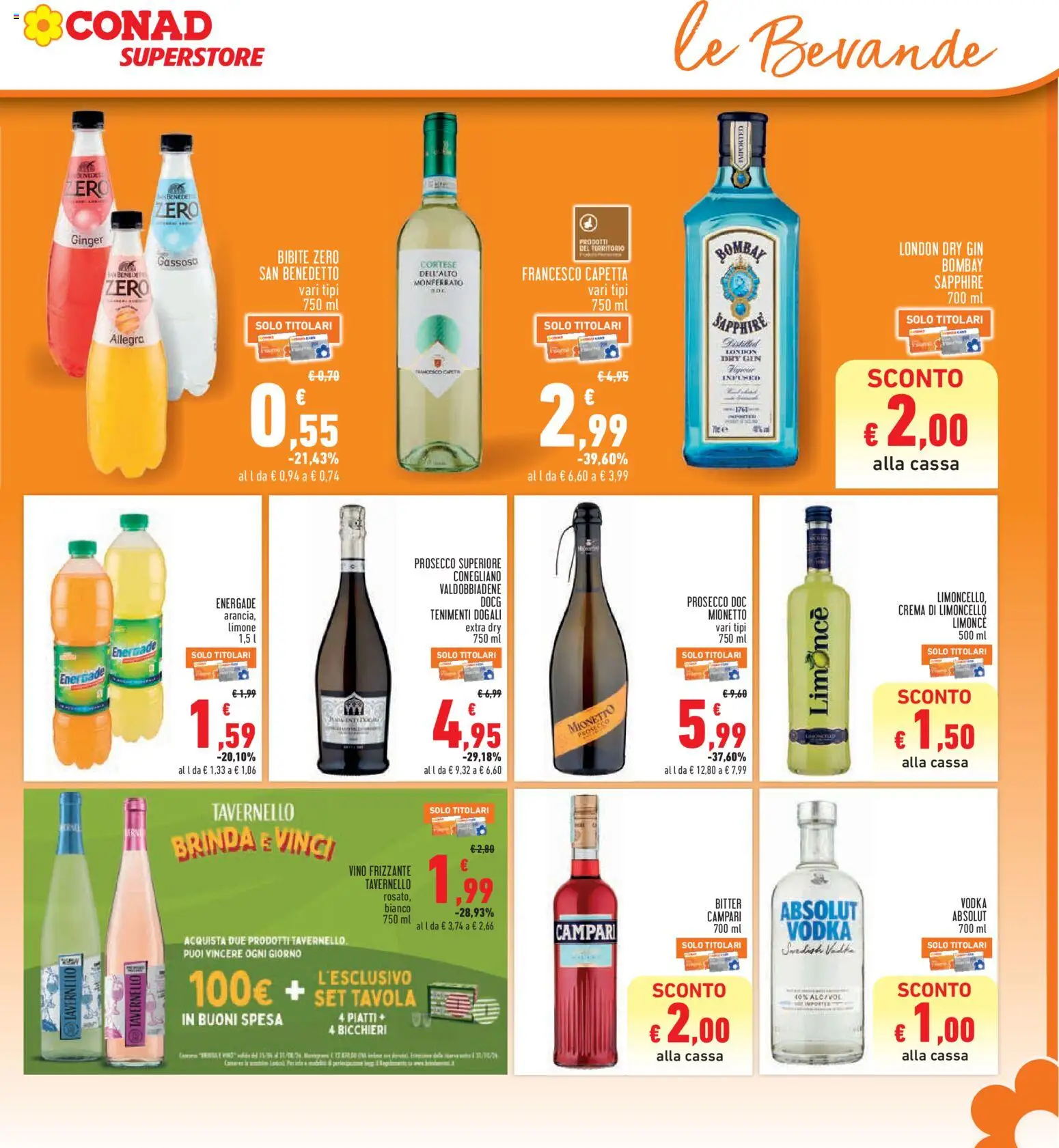 Volantino Conad del 13/08/2026 | Pagina: 17 | Prodotti: Crema, Vino, Bombay Sapphire, Gin Bombay