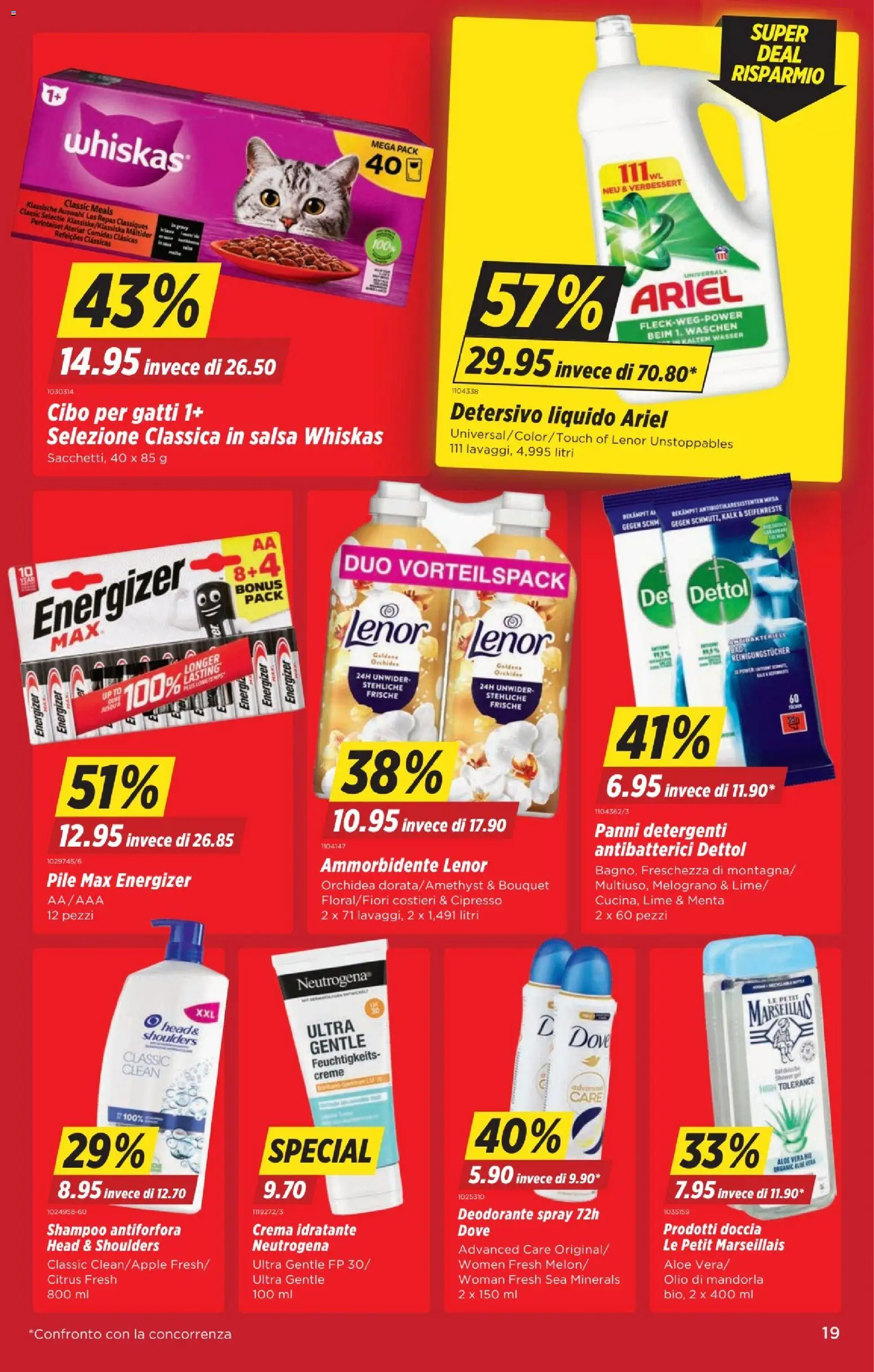 Denner aktionen IT – gültig ab 23.07.2026 | Seite: 19 | Produkte: Shampoo, Reinigungstücher, Shower Gel, Wasser