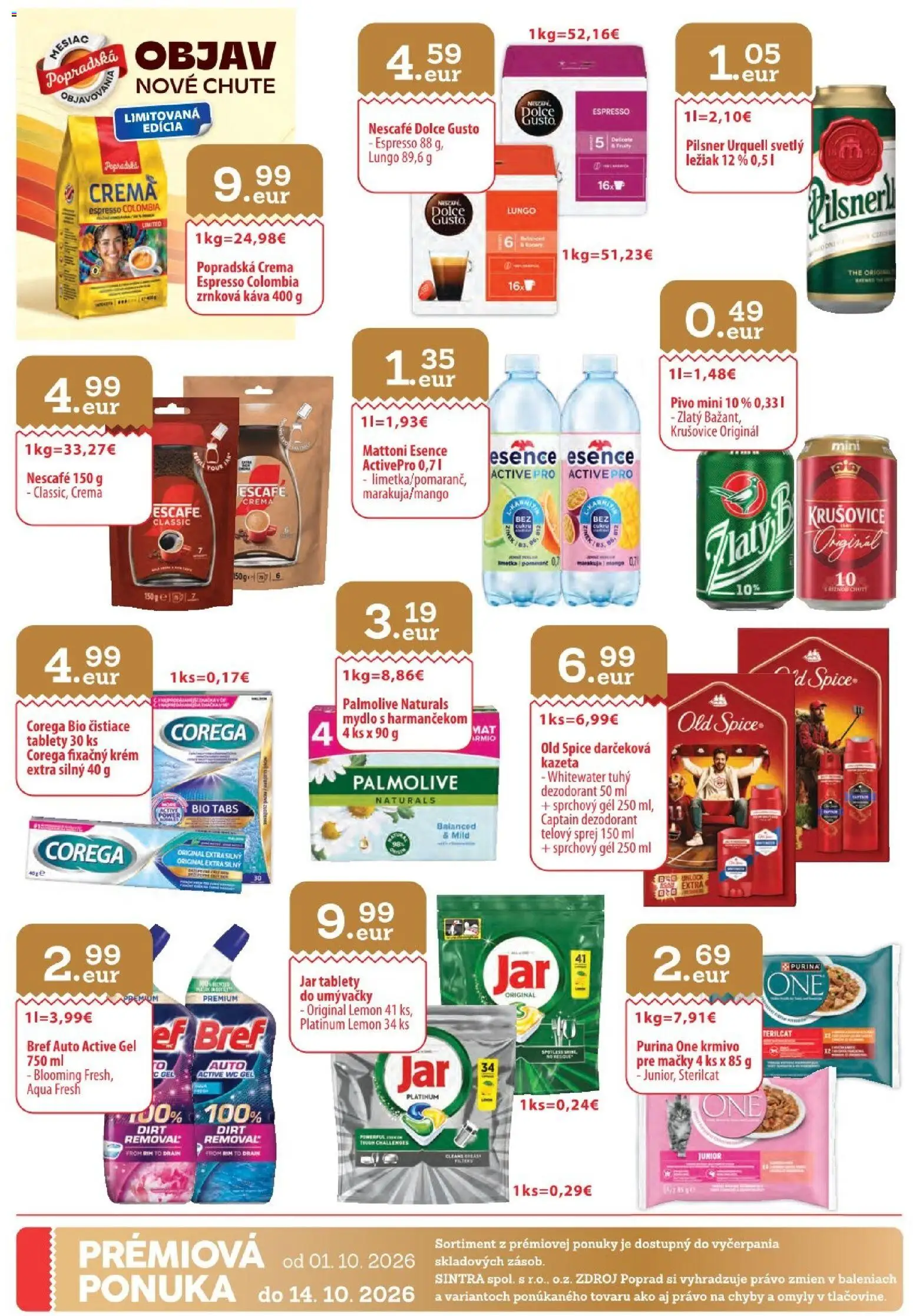 Nové Sintra akcie – leták je platný od 01.10.2026 | Strana: 32 | Produkty: Dolce Gusto, Pivo, Mydlo, Dezodorant