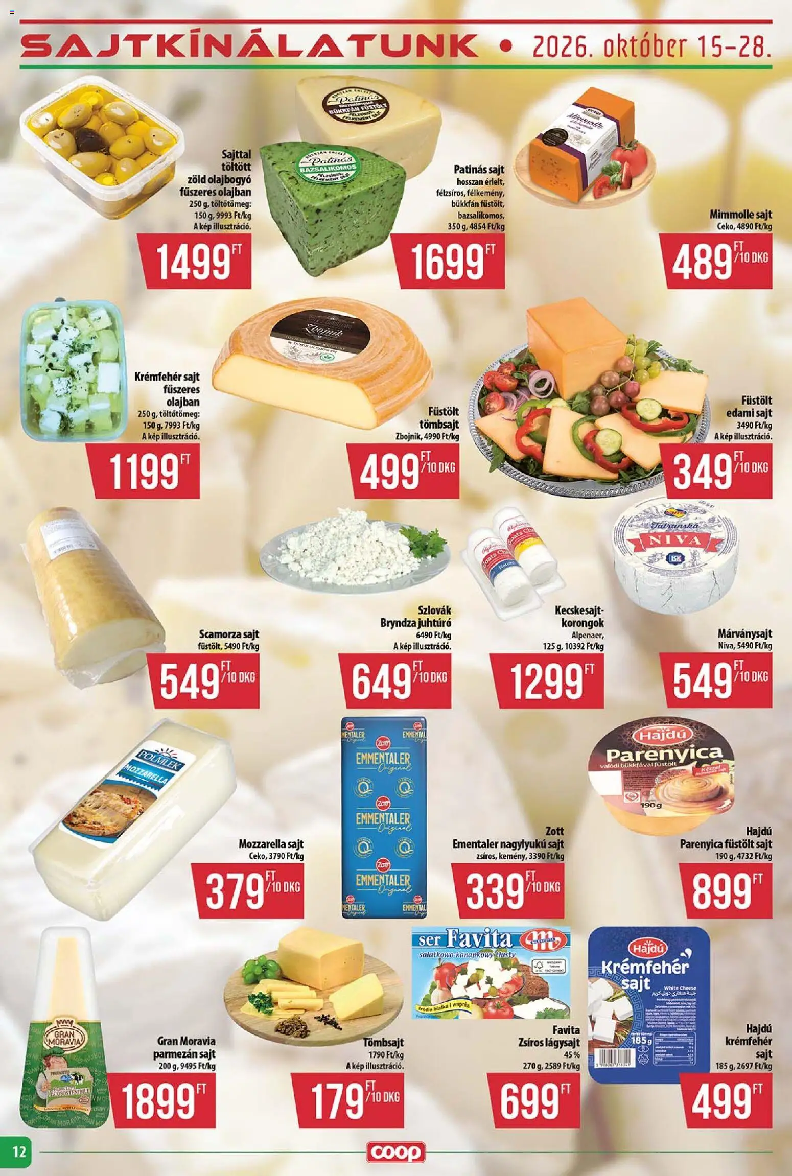COOP akciós ujság - amely érvényes a következő dátumtól: 2026.10.15. | Oldal: 12 | Termékek: Parenyica, Bryndza, Niva, Juhtúró