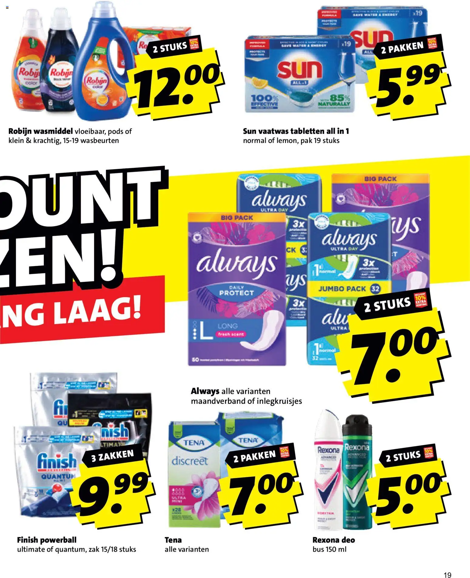 {H1} | Pagina: 19 | Producten: Wasmiddel, Robijn, Inlegkruisjes, Maandverband