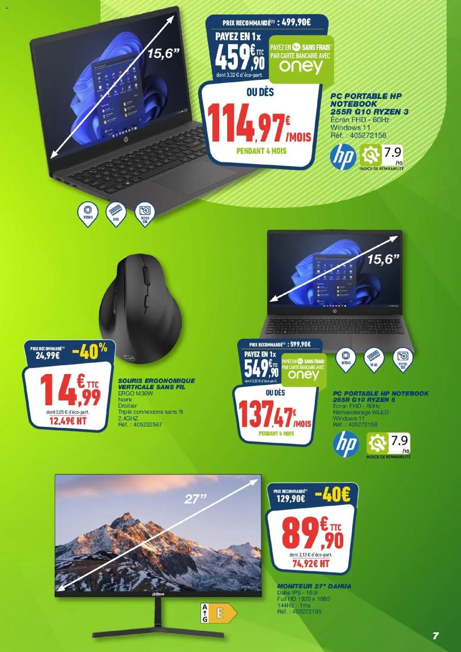 {H1} | Page: 7 | Produits: Moniteur, PC, Souris, Dalle