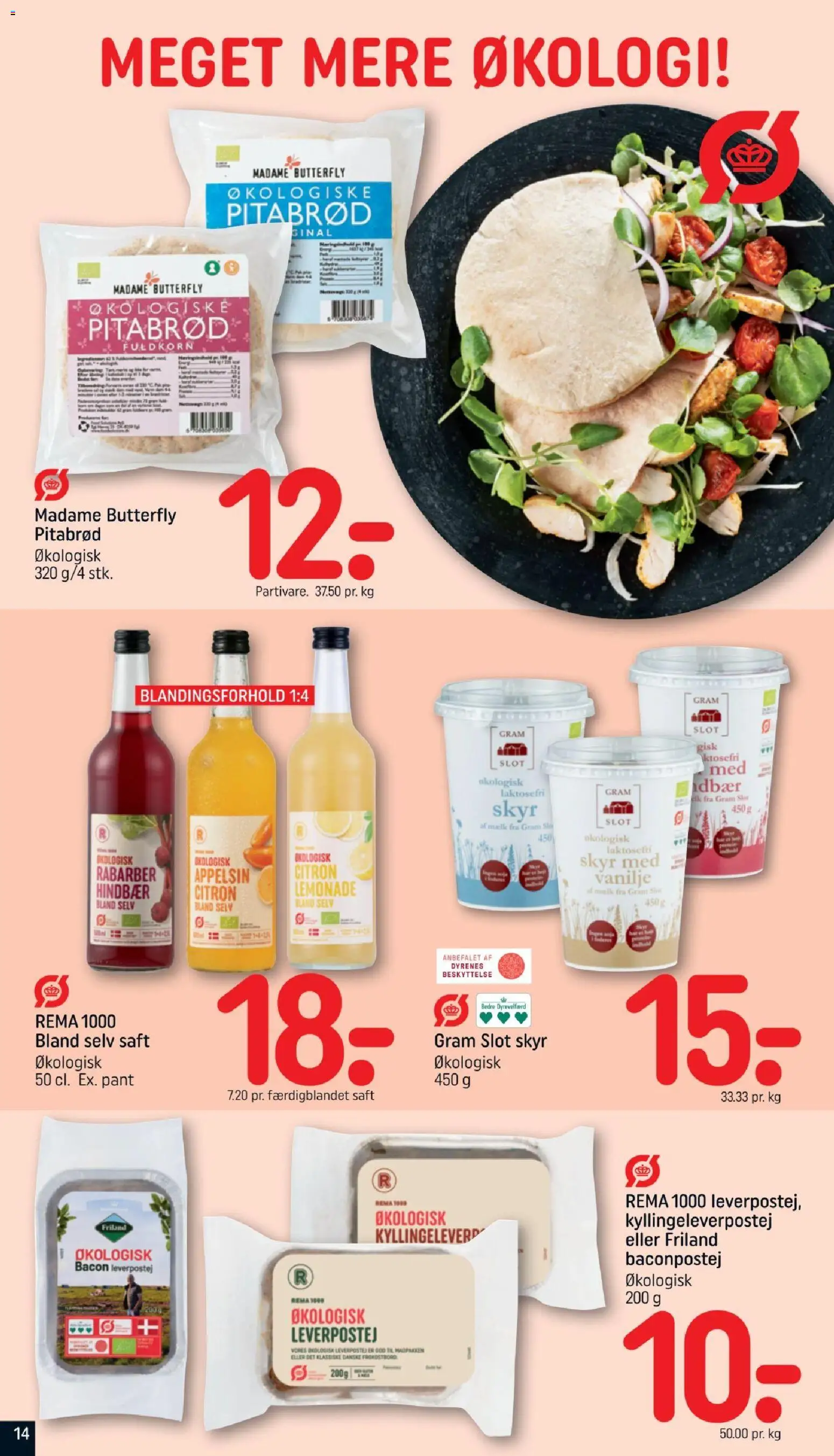 Rema 1000 tilbudsavis – gyldig fra 23/08/2026 | Side: 14 | Produkter: Skyr, Hindbær, Bacon, Vanilje