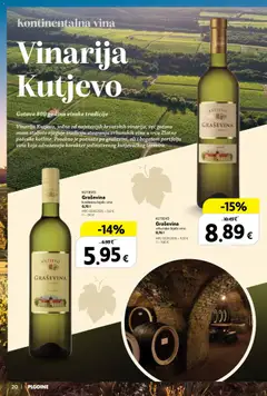 KUTJEVO Graševina vrhunsko bijelo vino 0,75 l, Vrhunsko bijelo vino 0,75 l - Pregled kataloga iz trgovine Plodine, vrijedi od 24.09.2026 | Stranica: 20