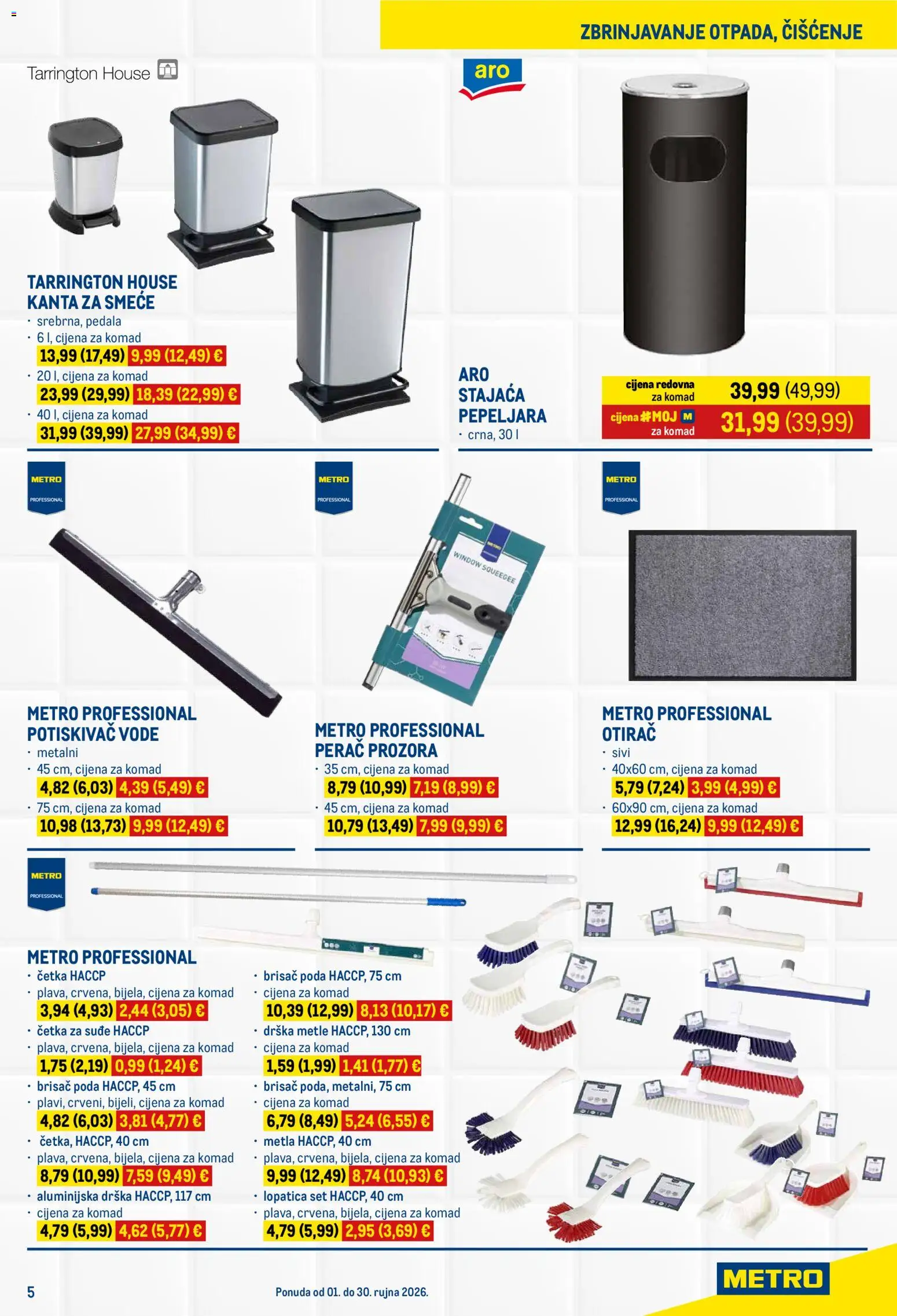 Metro katalog | vrijedi od 01.09.2026 | Stranica: 5 | Proizvodi: Otirač, Brisac poda, Četka, Kanta za smeće
