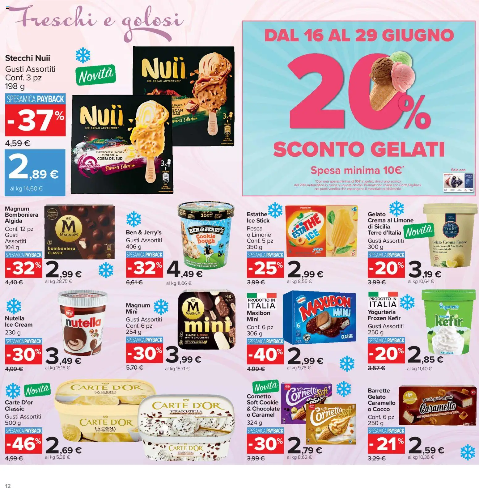 Volantino Carrefour del 16.06.2026 | Pagina: 12 | Prodotti: Latte, Pesca, Nutella, Cocco