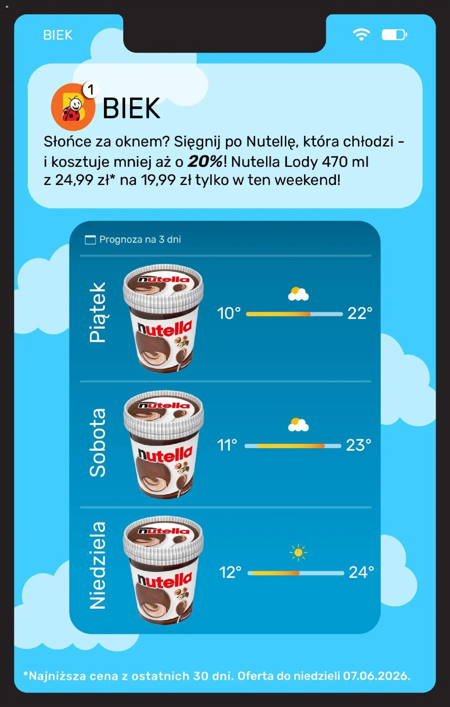 Biedronka gazetka - Biek od 04.06.2026 | Strona: 9 | Produkty: Nutella, Lody