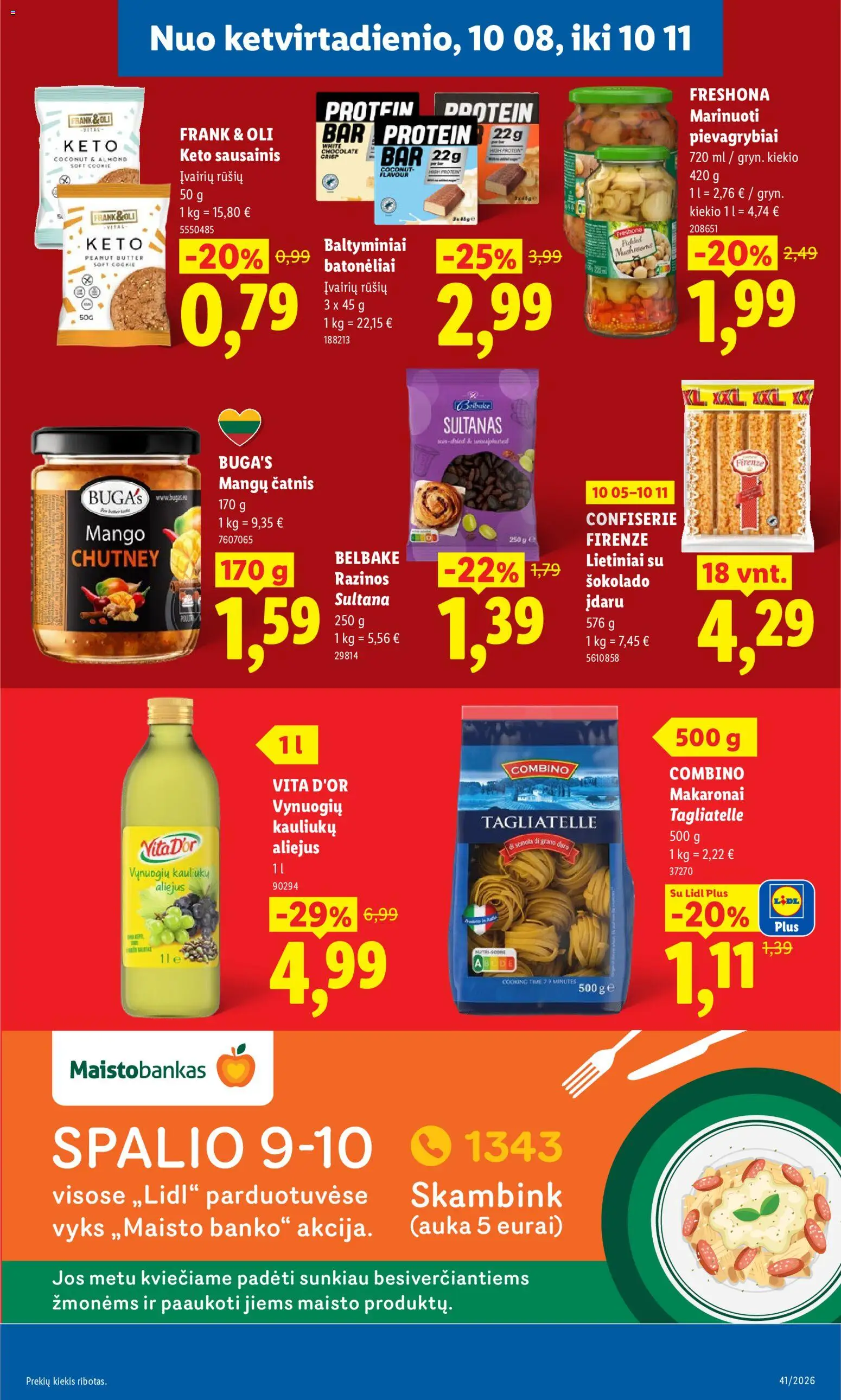 LIDL akcijos nuo 2026.10.05 | Puslapis: 43 | Prekių: Pievagrybiai, Razinos, Aliejus, Makaronai