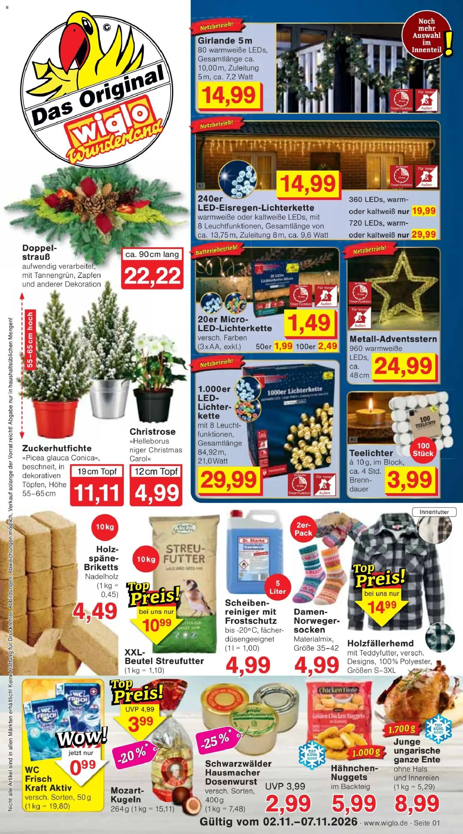 Wiglo Wunderland Prospekt – gültig ab 02.11.2026 | Seite: 1 | Produkte: Hahnchen, Socken, Ente