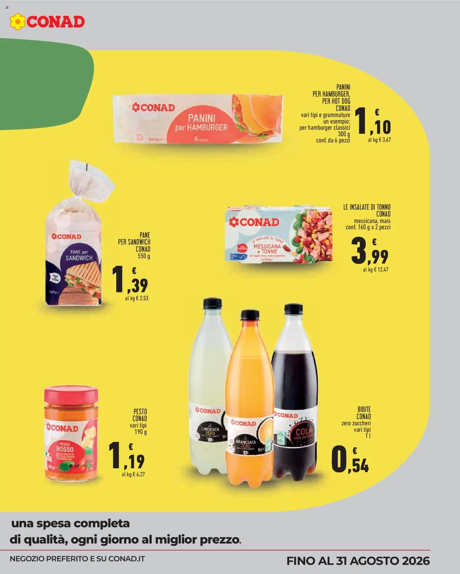 Volantino Conad del 27.05.2026 | Pagina: 5 | Prodotti: Pane, Pesto, Mais, Hamburger