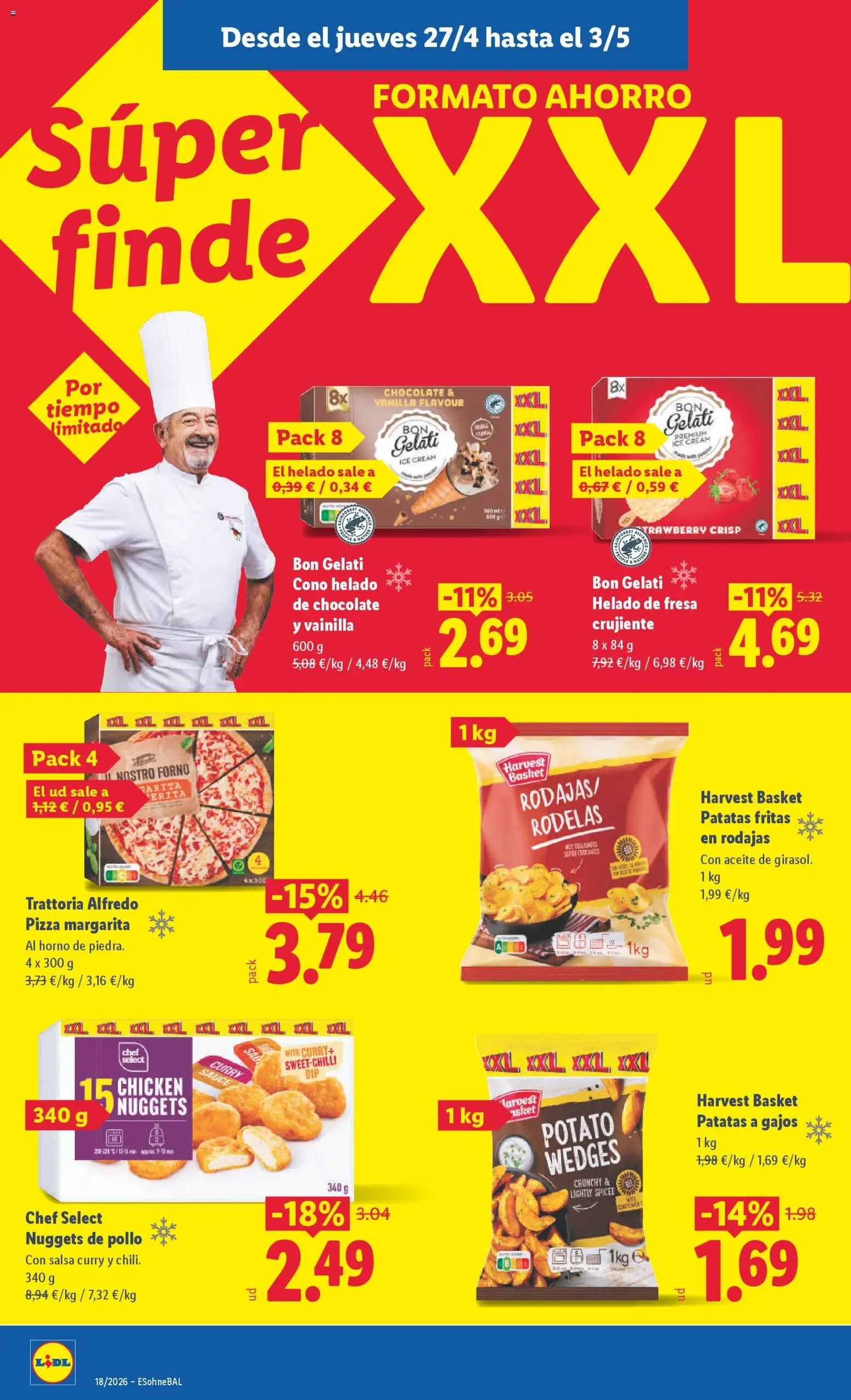 Lidl folleto │ válido desde el 27.04.2026 | Página: 34 | Productos: Aceite, Helado, Horno, Nuggets