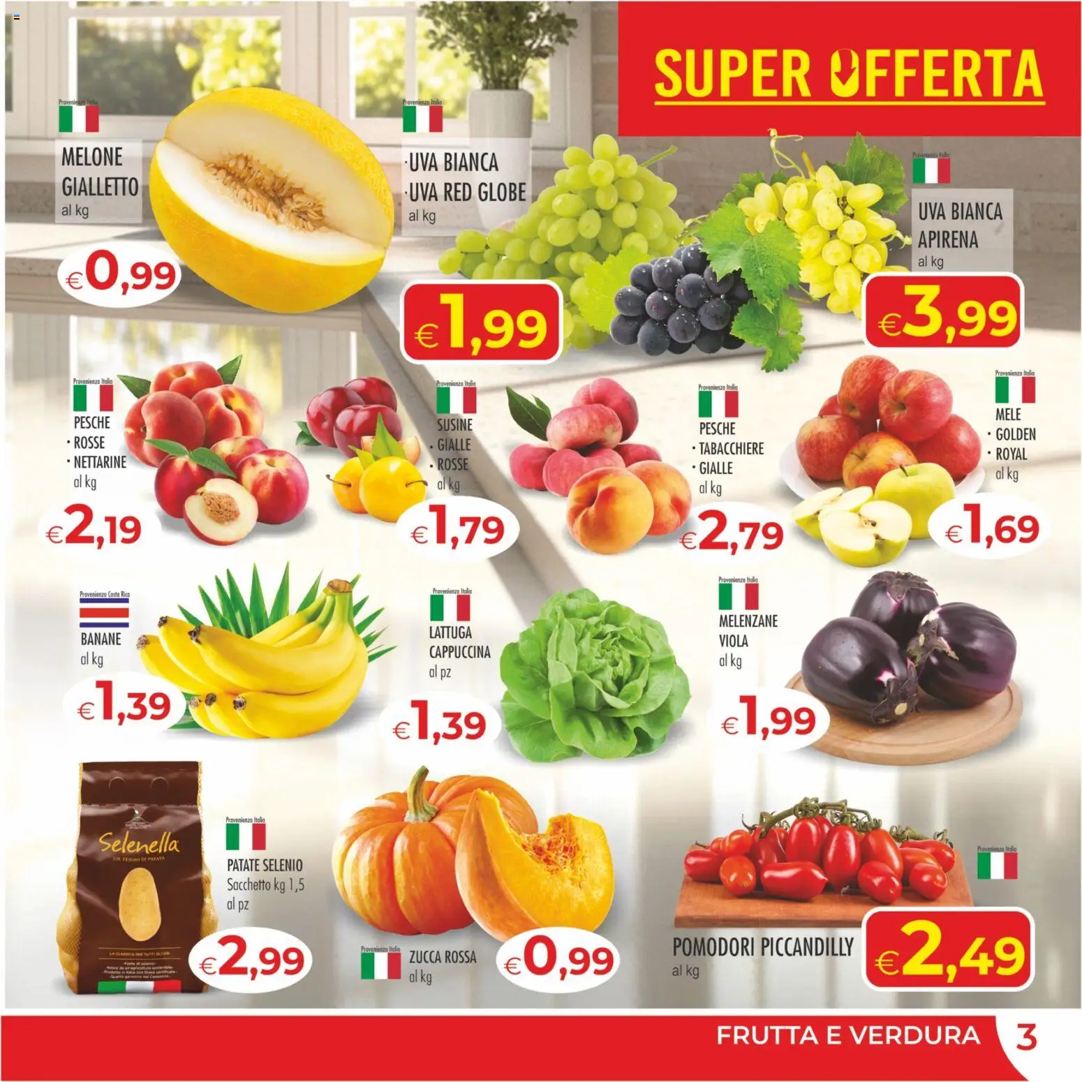 Volantino MerSi Supermercati del 09/09/2026 | Pagina: 3 | Prodotti: Mele, Banane, Zucca, Nettarine