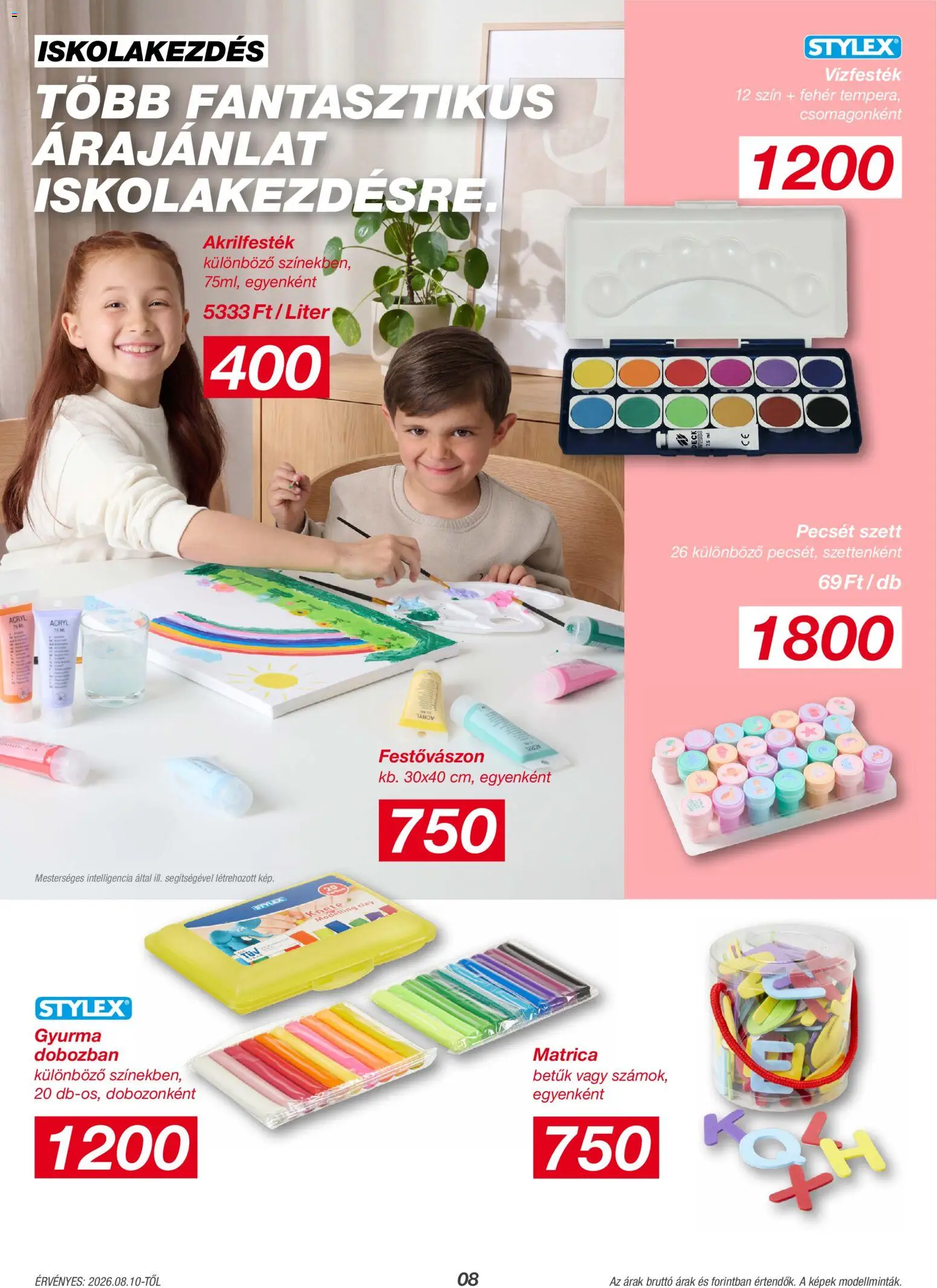 Kik akciós ujság - amely érvényes a következő dátumtól: 2026.08.10. | Oldal: 8 | Termékek: Festővászon, Gyurma, Akrilfesték