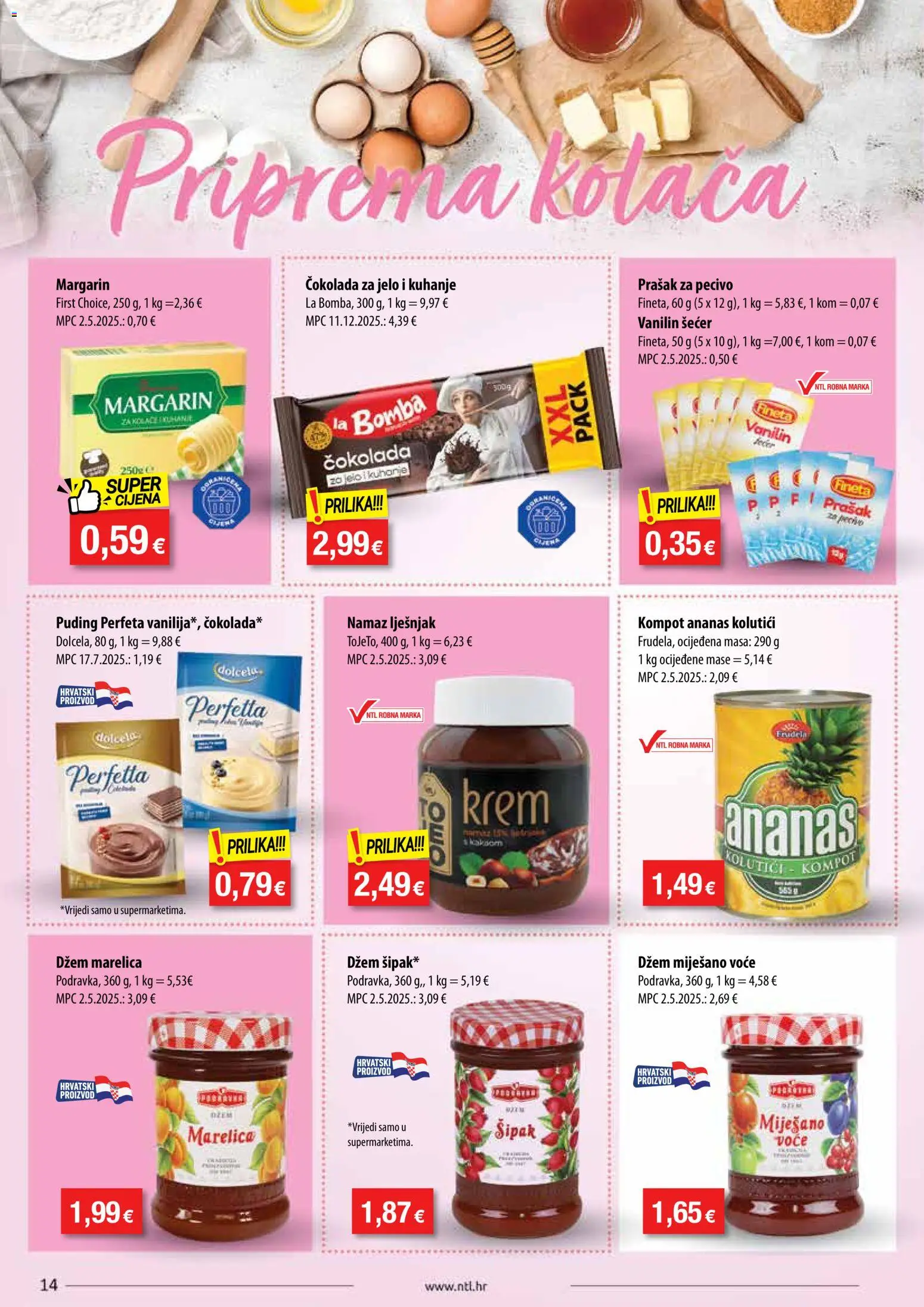 NTL katalog | vrijedi od 05.08.2026 | Stranica: 14 | Proizvodi: Čokolada, Puding, Ananas, Namaz