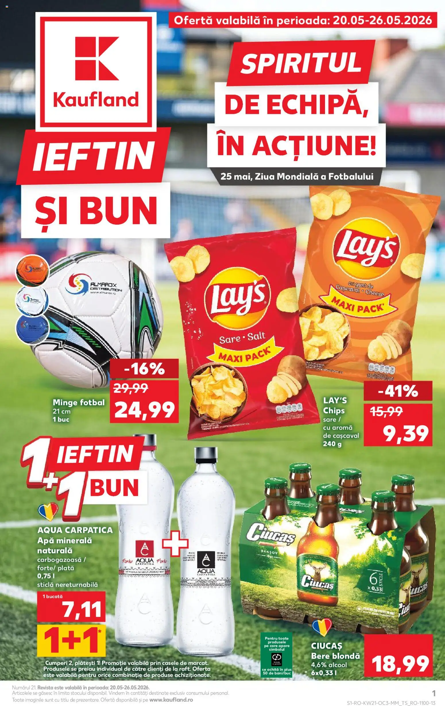 Noul catalog Kaufland – valabil de la 20.05.2026 | Pagină: 1 | Produse: Yazı tahtası kalemi, Bere, Apă, Sare