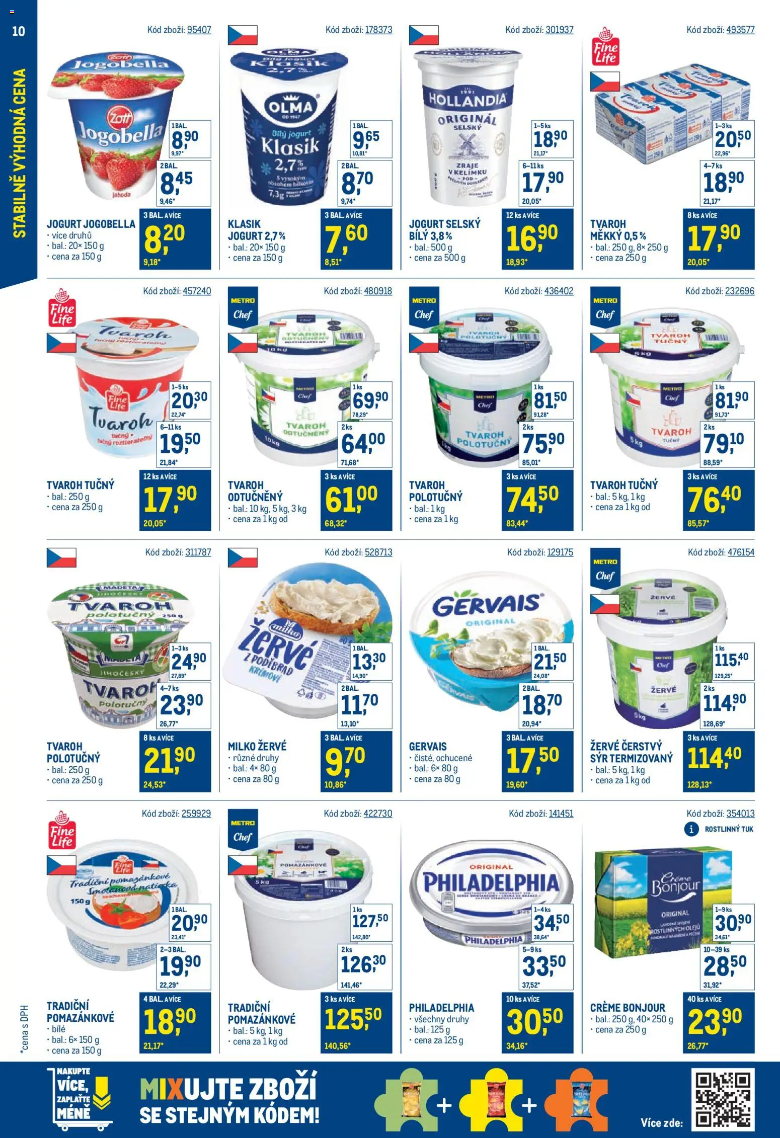 Makro leták - Stabilně výhodná cena od 18.05.2026 | Strana: 10 | Produkty: Žervé, Philadelphia, Gervais, Tvaroh tučný