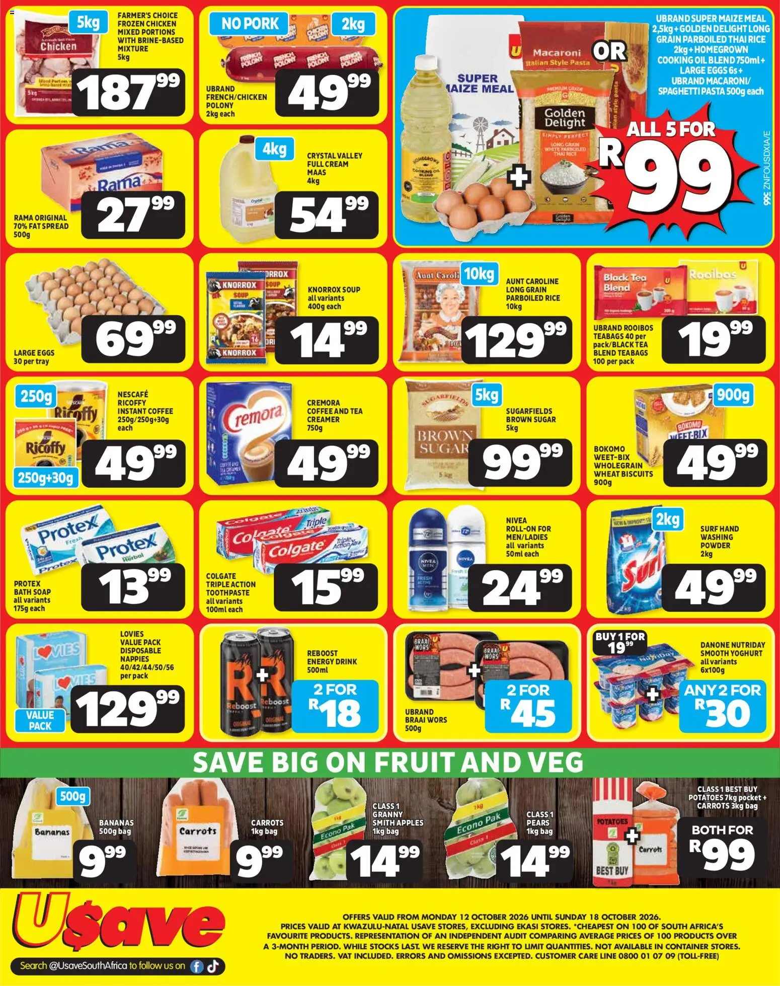 New Usave catalogue – valid from 12/10/2026 | Page: 2 | Products: Pears, Yoghurt, Eggs, Sugar