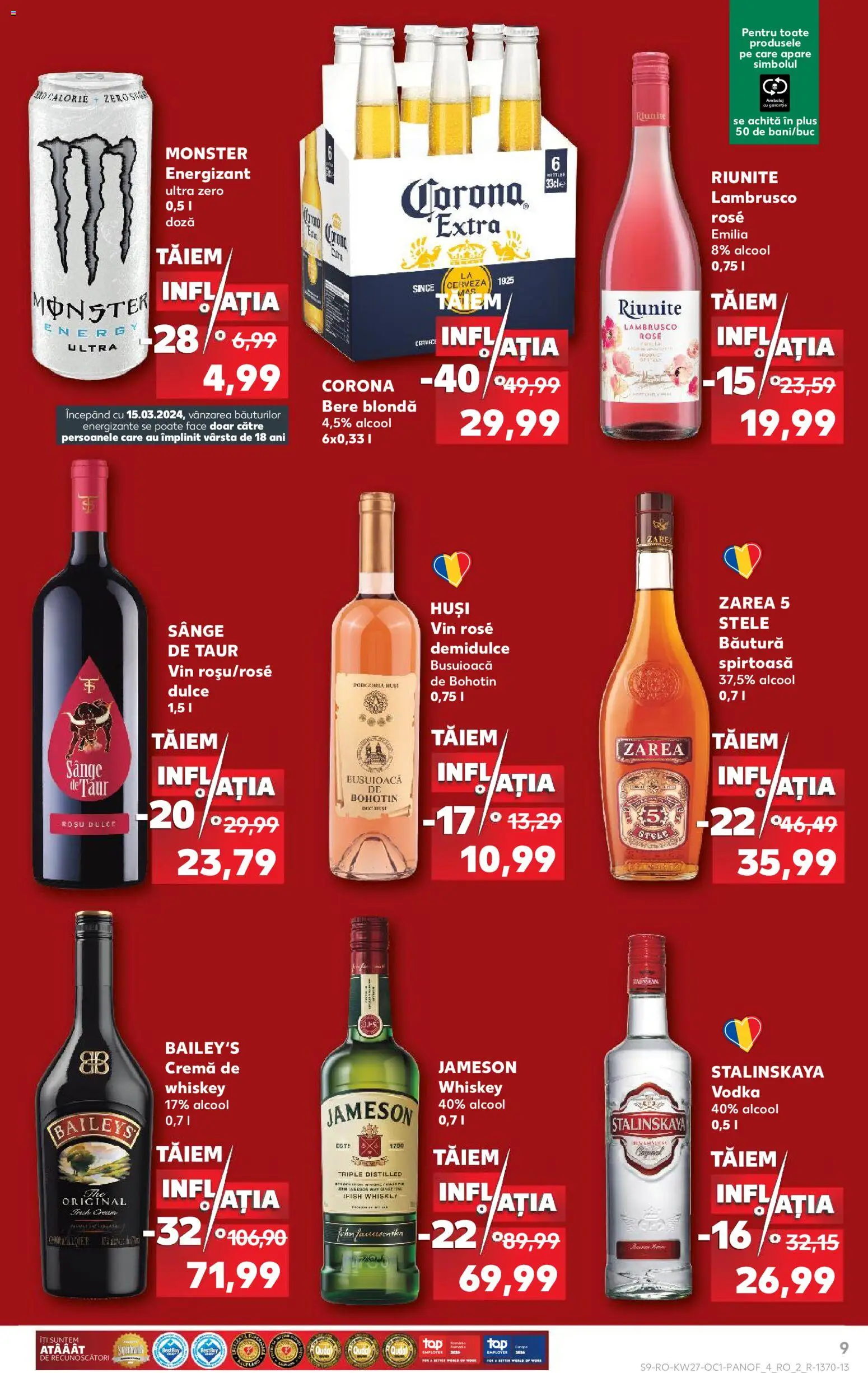 Noul catalog Kaufland – valabil de la 01.07.2026 | Pagină: 9 | Produse: Cremă, Bere, Vodka, Whiskey