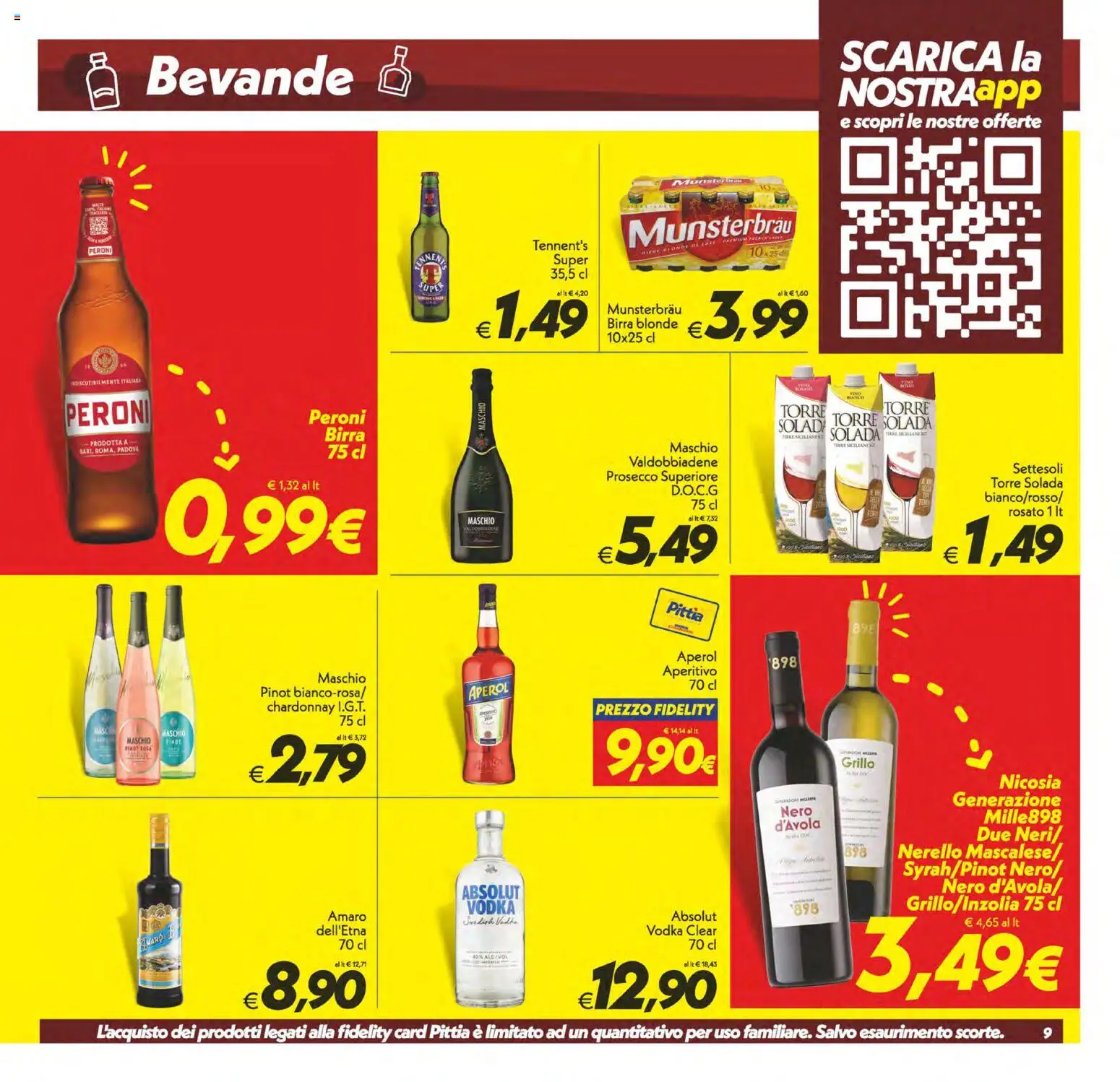 Volantino SuperConveniente del 01/09/2026 | Pagina: 9 | Prodotti: Birra, Vodka, Prosecco, Aperol