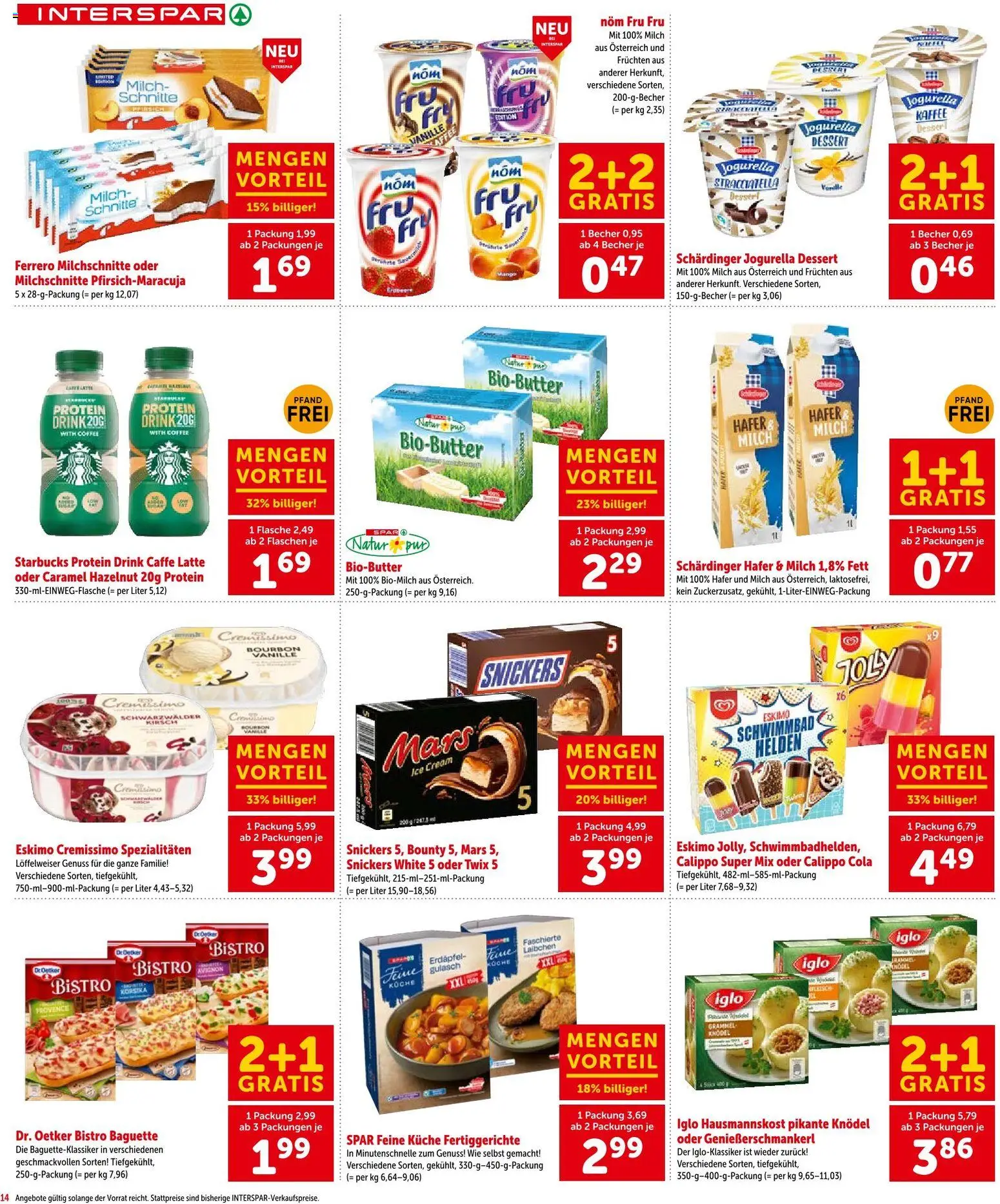 Interspar Flugblatt - Osttirol gültig ab 07.05.2026 | Seite: 14 | Produkte: Fertiggerichte, Milch, Kaffee, Bourbon