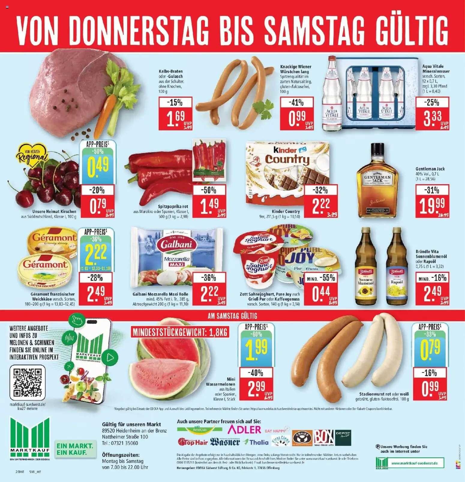 Marktkauf Prospekt Heidenheim – gültig ab 29.06.2026 | Seite: 34 | Produkte: Sonnenblumenol, Schinken, Uhr, Kinder country