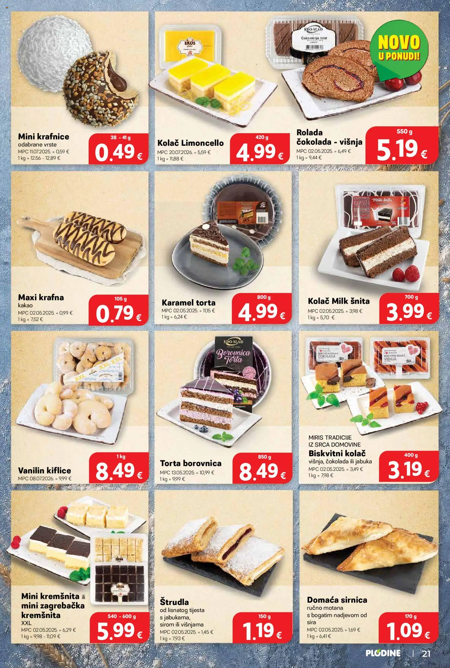 Plodine katalog | vrijedi od 22.07.2026 | Stranica: 21 | Proizvodi: Kiflice, Miris, Kakao, Krafna
