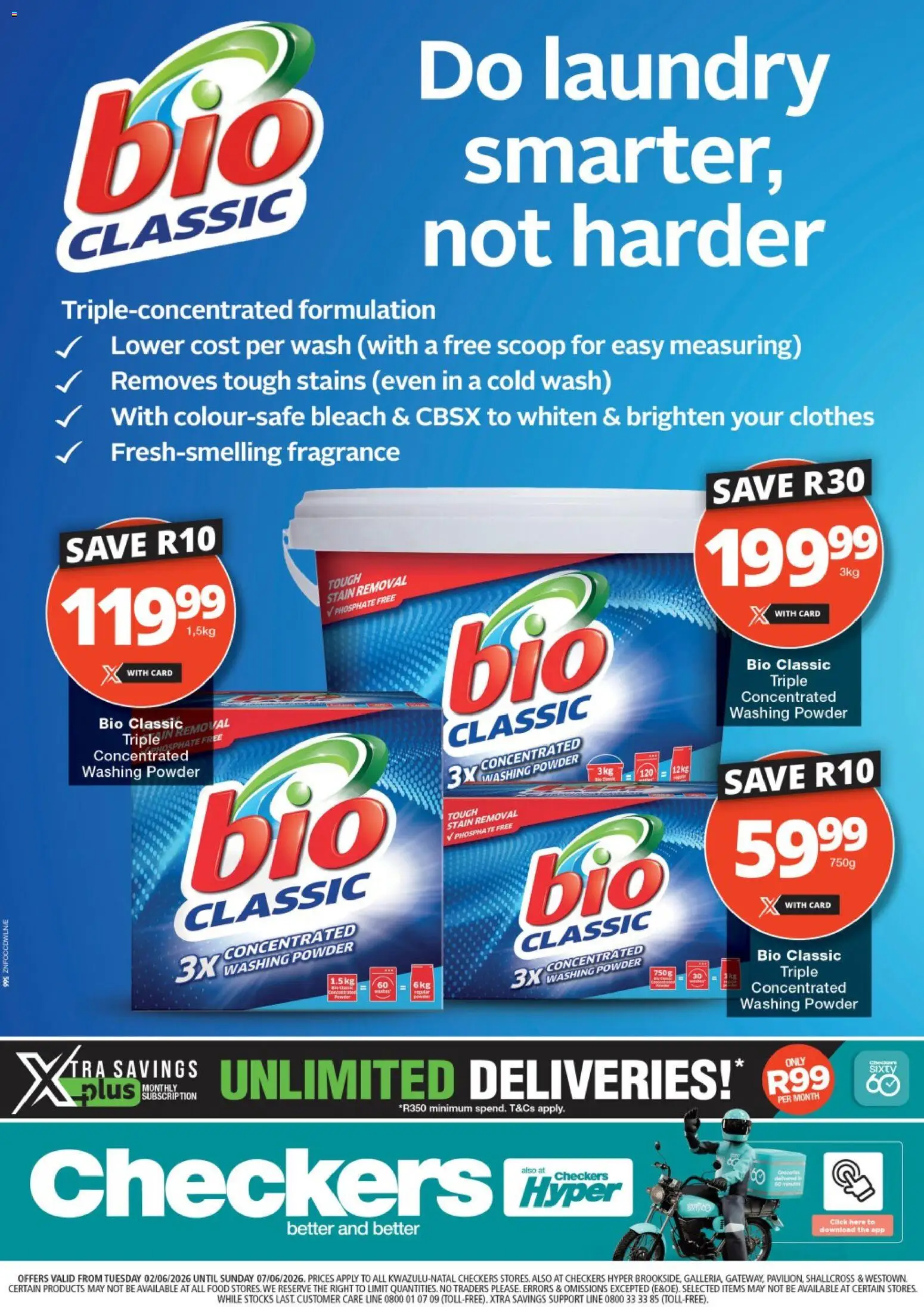 New Checkers catalogue – valid from 02.06.2026 | Page: 1 | Products: Bleach, Fragrance, Powder, Washing powder