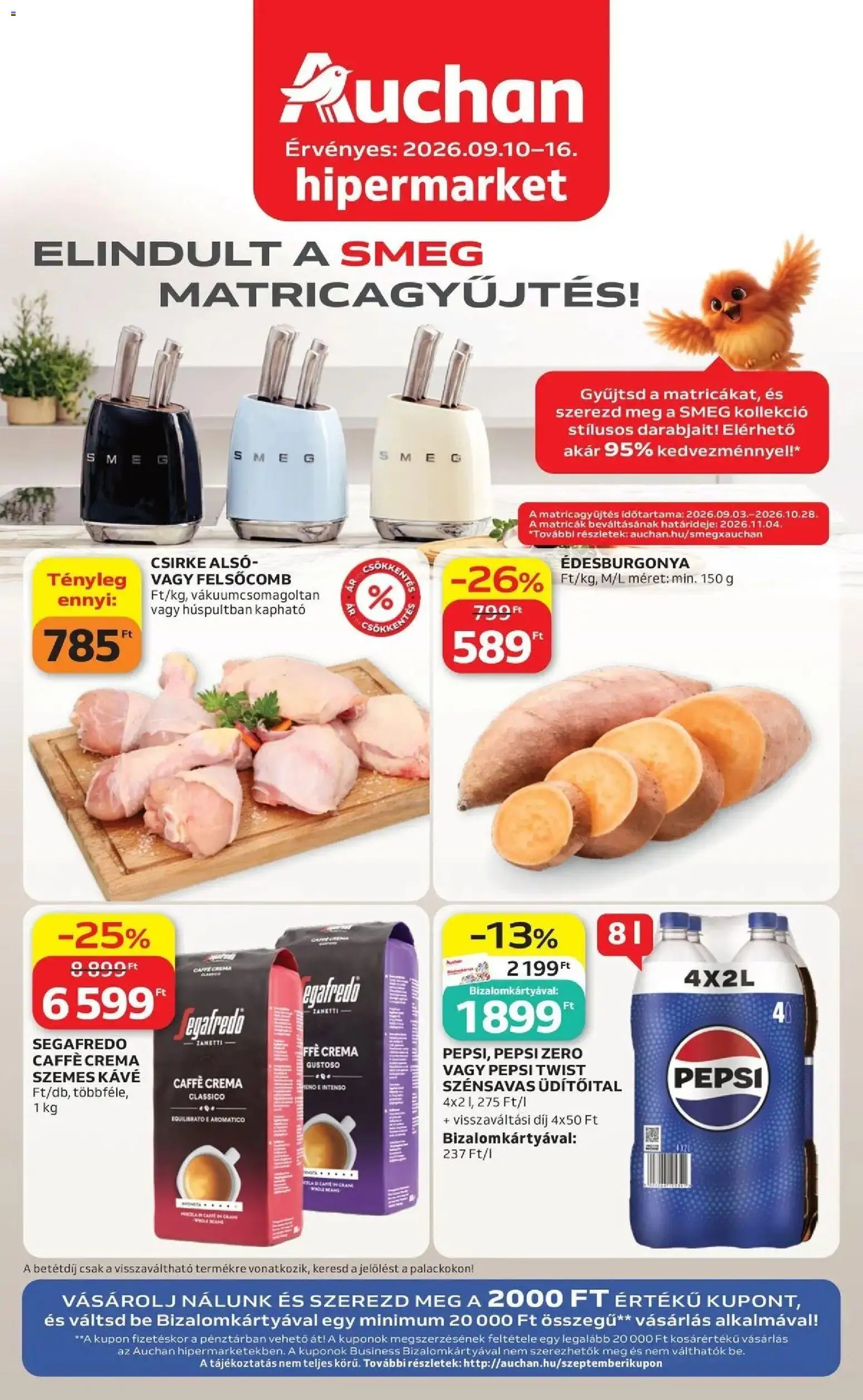 Auchan akciós újság Szolnok - 2026.09.10. -tól/töl > akció, lapozható szórólap 🛍️ | Oldal: 1 | Termékek: Üdítőital, Édesburgonya, Kávé, Szemes kávé