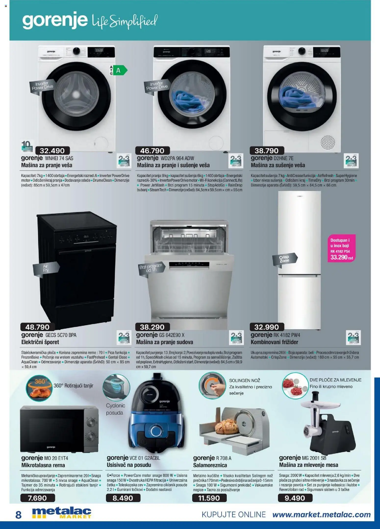 Metalac Market katalog - važi od 01.09.2026 | Strana: 8 | Proizvode: Nož, Mikrotalasna rerna, Salamoreznica, Kobasica