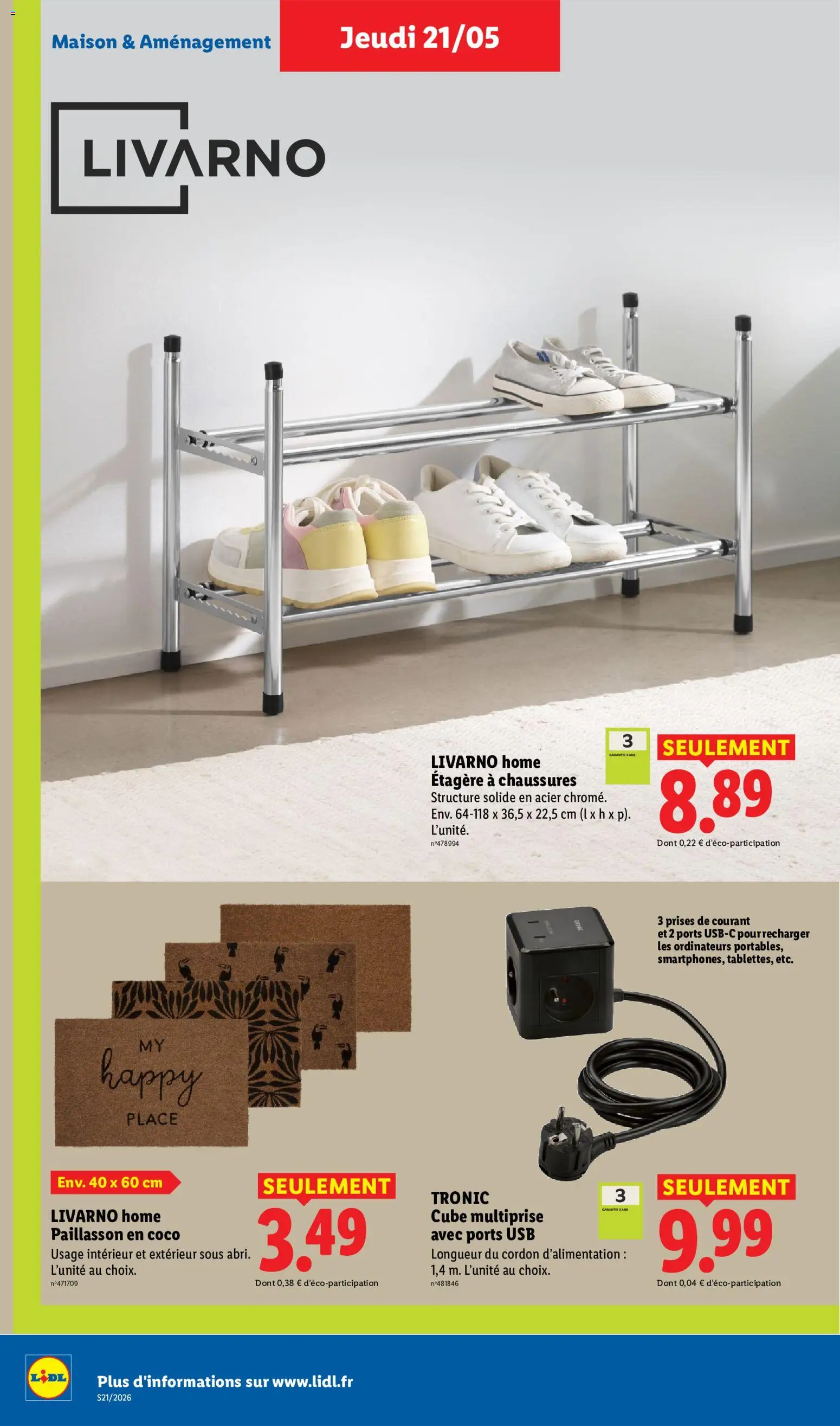 {H1} | Page: 34 | Produits: USB, Prises, Étagère, Paillasson