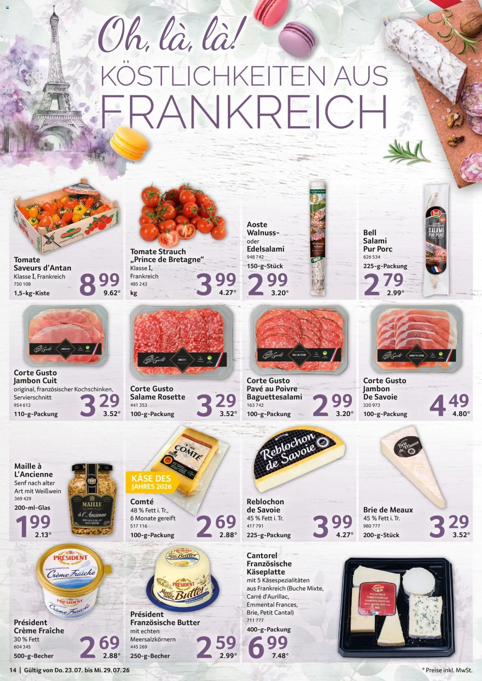Selgros Prospekt – gültig ab 23.07.2026 | Seite: 14 | Produkte: Butter, Käse, Creme, Salami