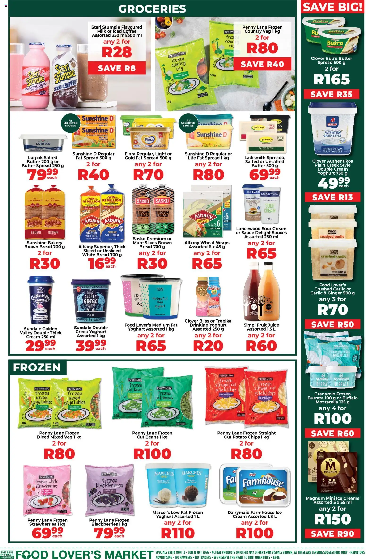 New Food Lover's Market catalogue – valid from 12/10/2026 | Page: 6 | Products: Yoghurt, Butter, Juice, Chips