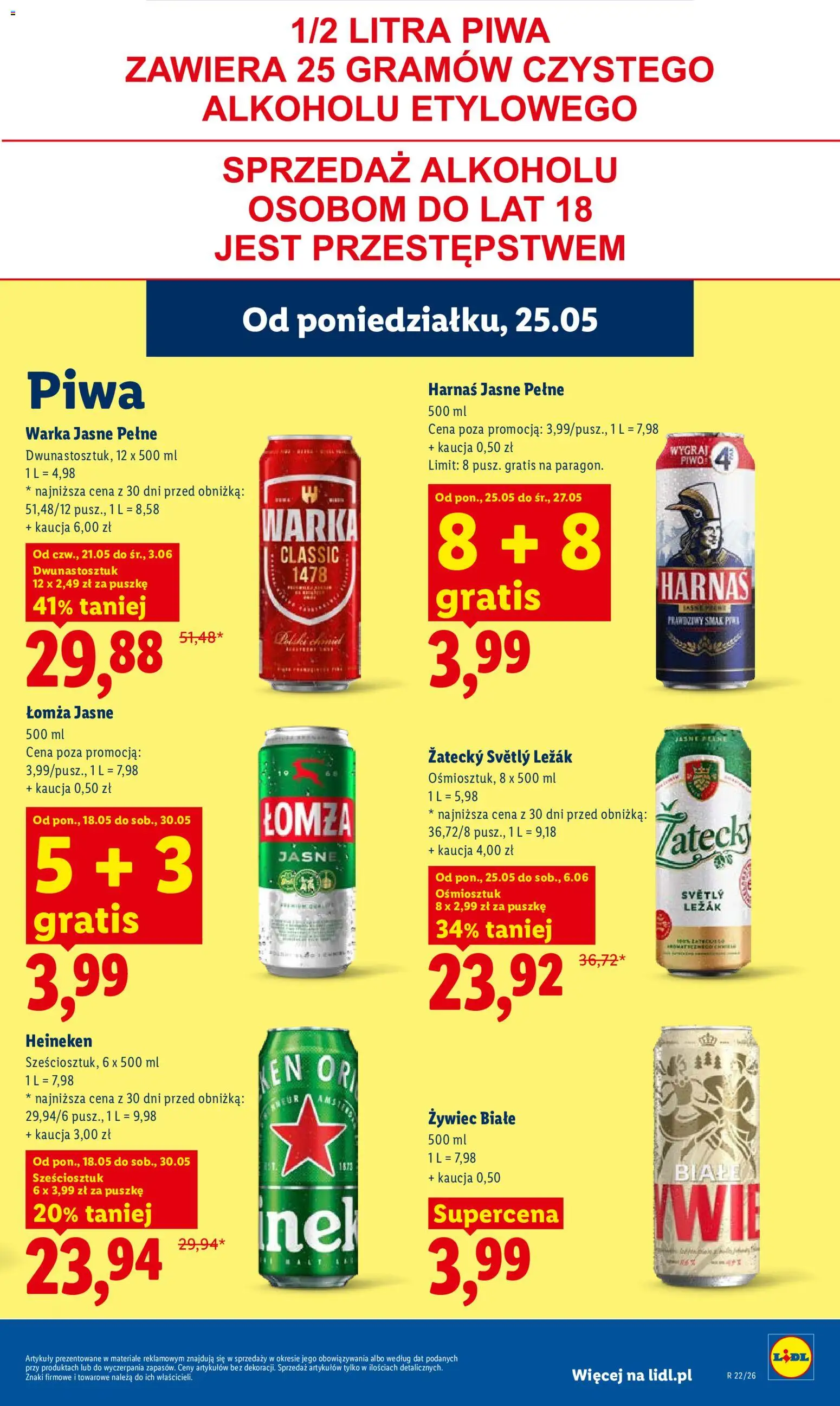 Lidl gazetka od 25.05.2026 | Strona: 73 | Produkty: Warka, Harnaś, Piwo, Heineken