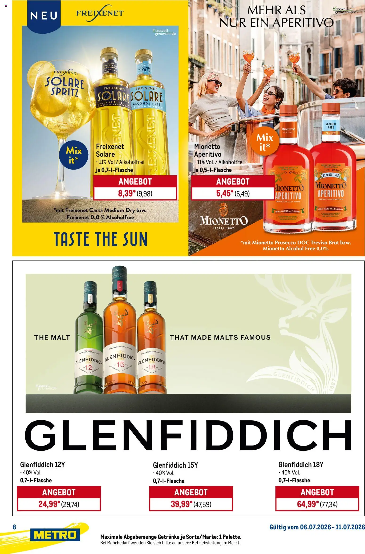 Metro Starke Marken – gültig ab 06.07.2026 | Seite: 8 | Produkte: Whisky, Freixenet, Prosecco