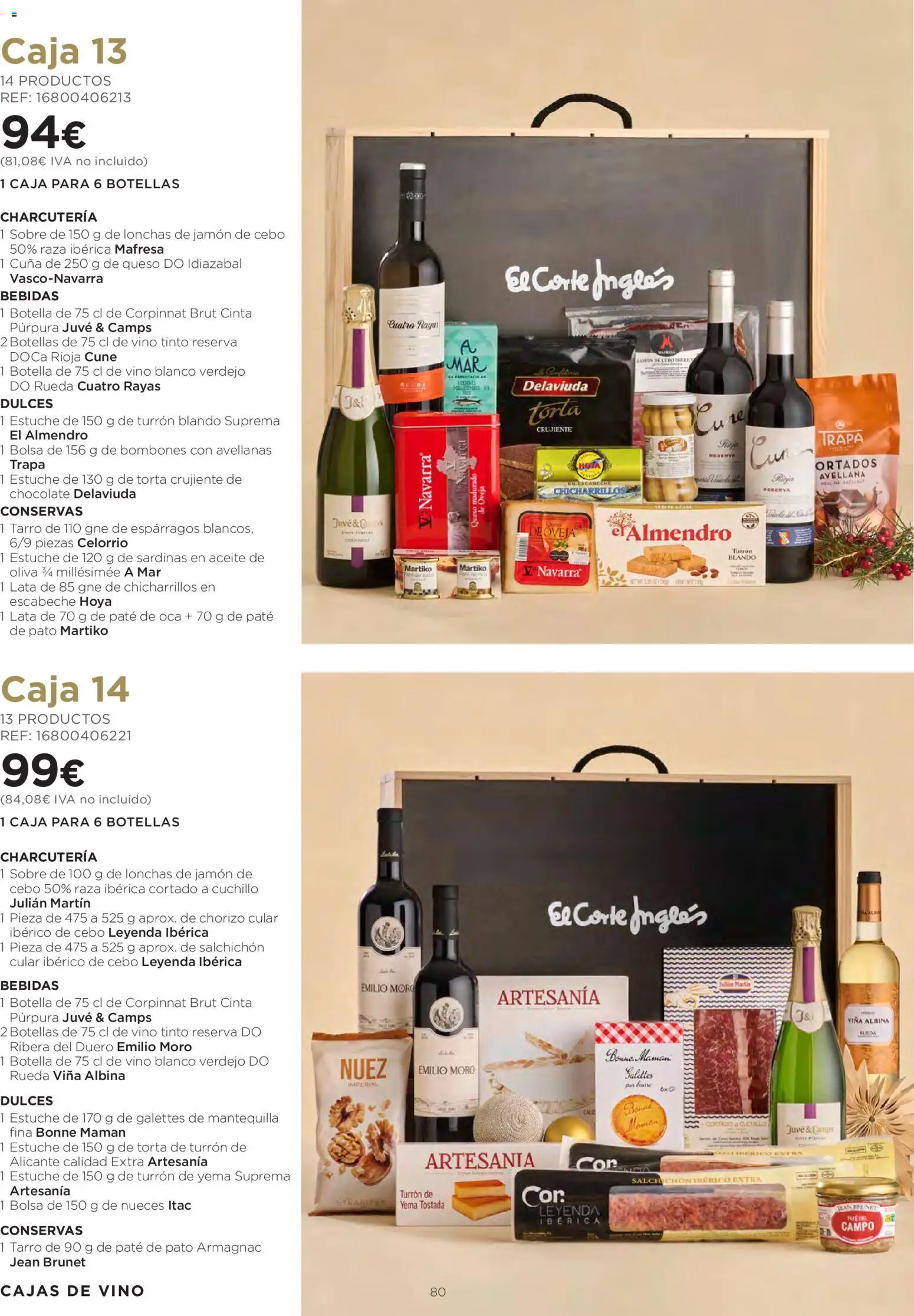 Hipercor - Cestas de Navidad │ válido desde el 08/10/2026 | Página: 80 | Productos: Queso, Vino, Sardinas, Caja