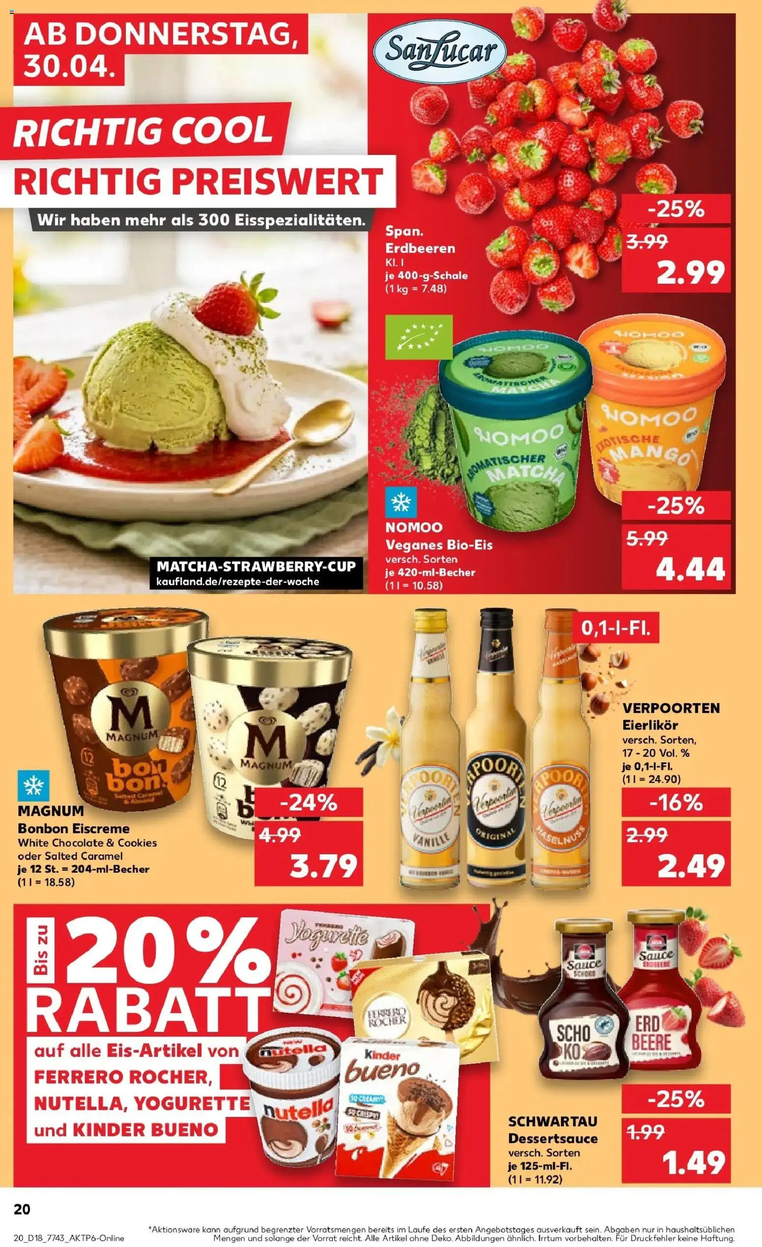 Prospekt Kaufland ab 30.04.2026 » Angebote Online zum Blättern | Seite: 20 | Produkte: Yogurette, Eiscreme, Nutella, Mango