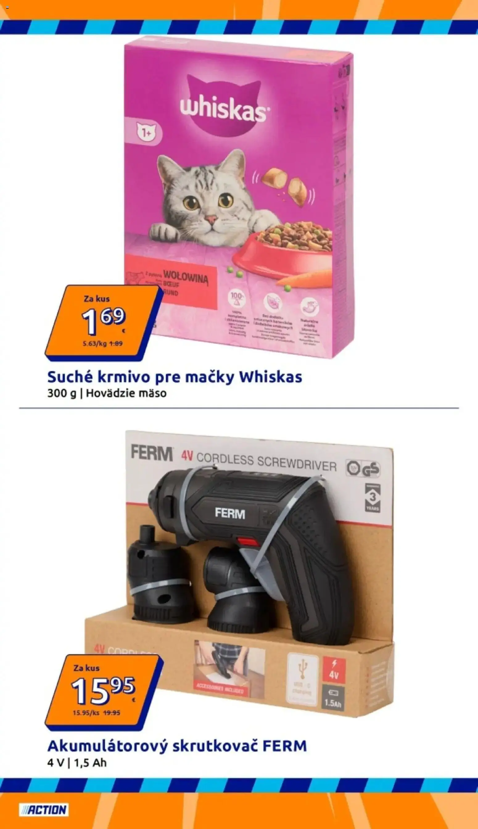 Nové Action akcie – leták je platný od 06.05.2026 | Strana: 23 | Produkty: Skrutkovač, Hovädzie mäso, Whiskas