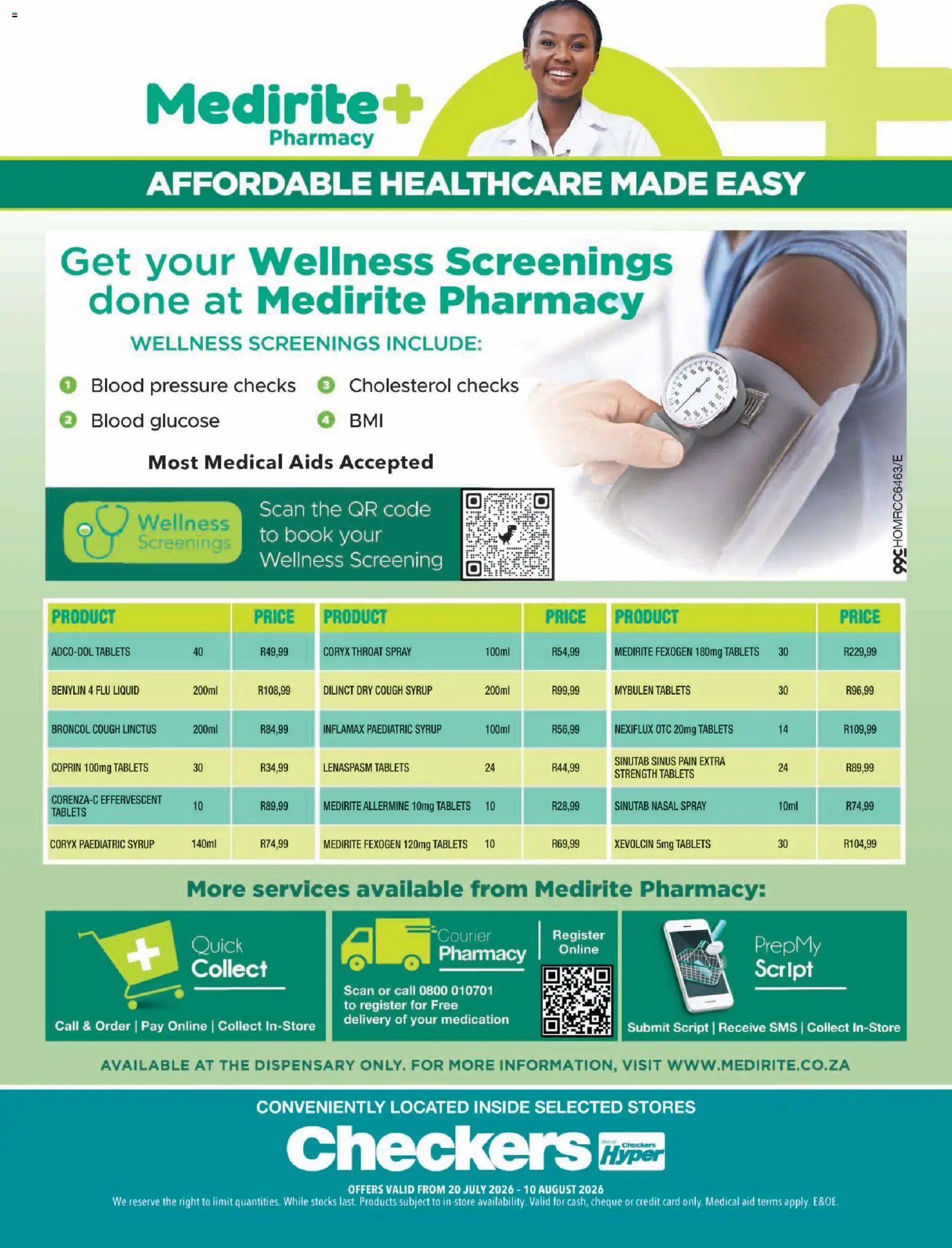 New Checkers catalogue – valid from 20/07/2026 | Page: 5 | Products: Cough syrup, Syrup, Nasal spray