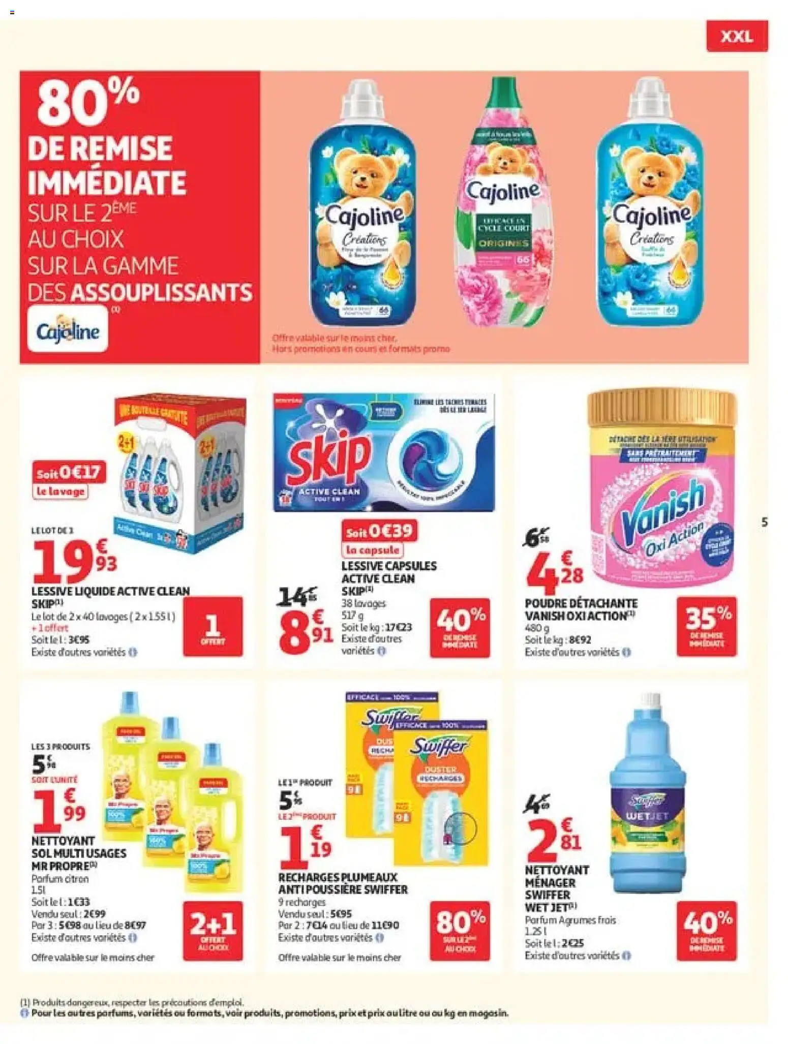 {H1} | Page: 5 | Produits: Détergent, Lessive, Bouteille, Skip