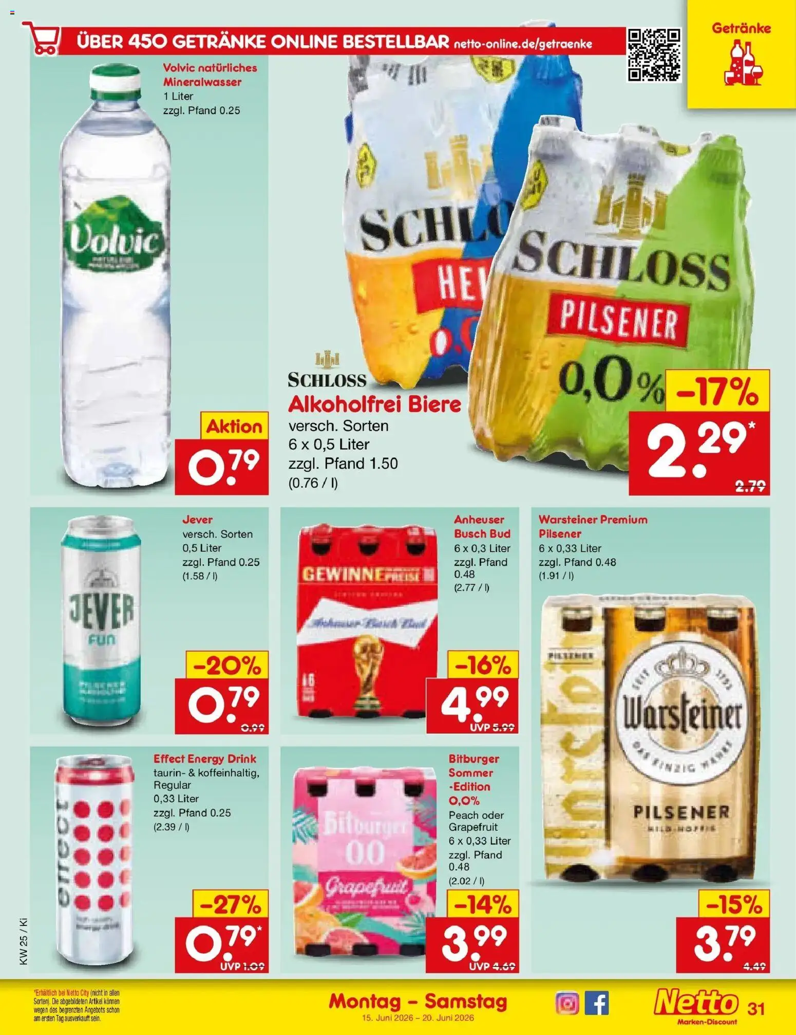 Netto Marken-Discount Prospekt Bad Friedrichshall – gültig ab 14.06.2026 | Seite: 43 | Produkte: Bitburger, Mineralwasser, Warsteiner, Volvic