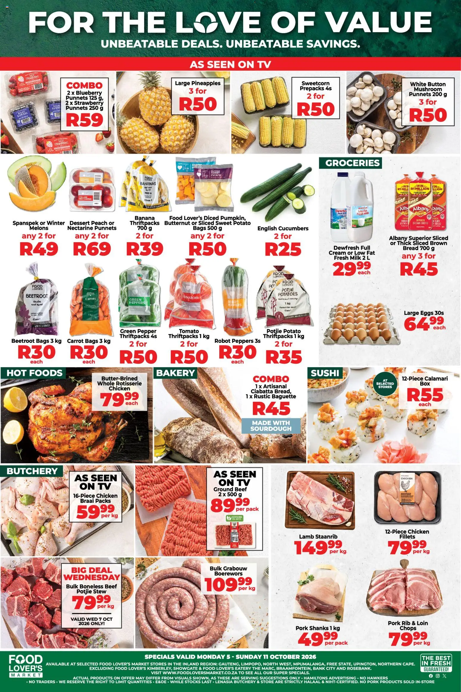 New Food Lover's Market catalogue – valid from 05/10/2026 | Page: 1 | Products: Milk, Tomatoes, Beef, Cucumbers