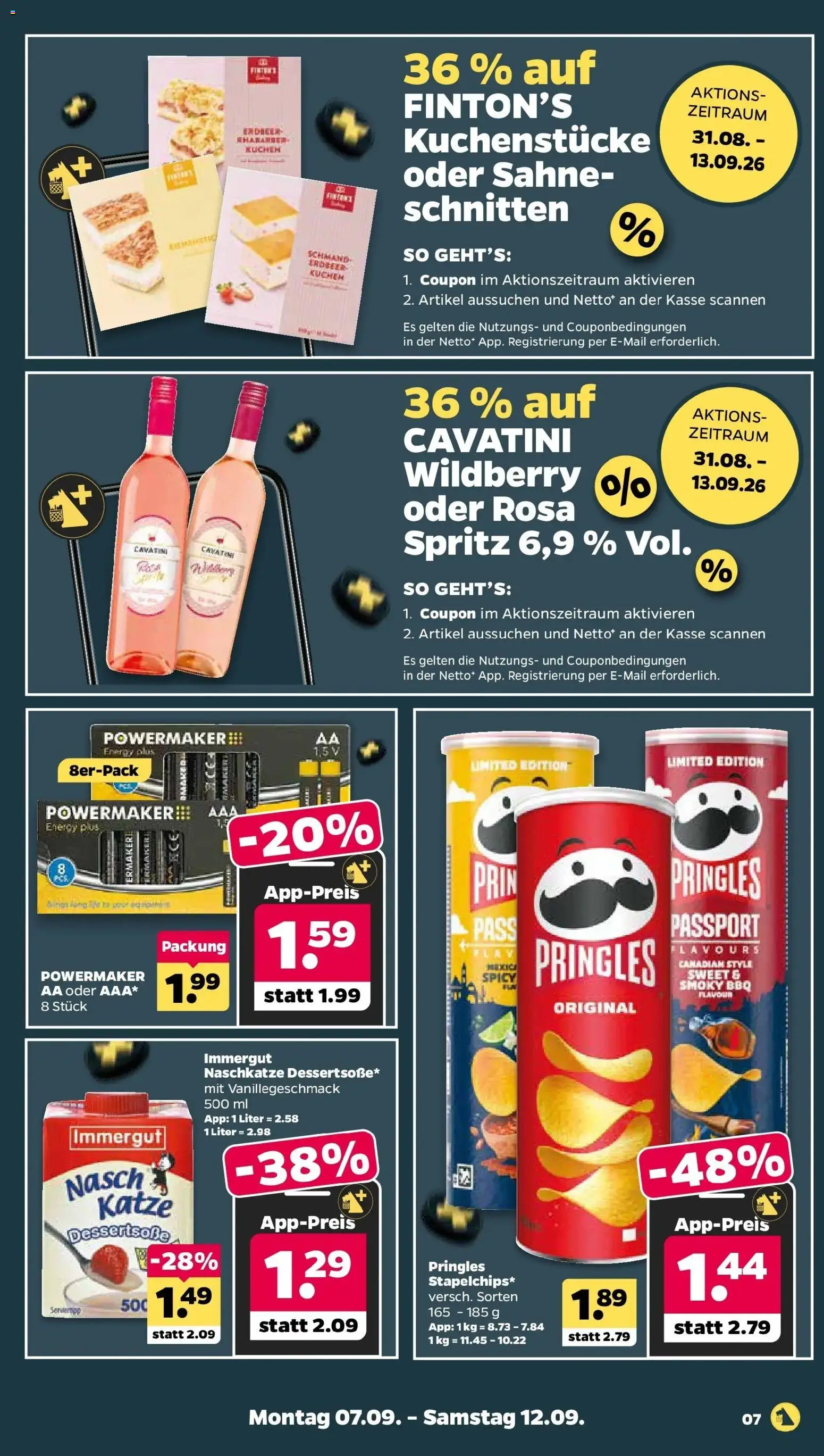 Netto Aktueller Prospekt ab 06.09.2026 → Angebote nächste Woche | Seite: 9 | Produkte: Energy, Pringles, Kuchen, Sahne
