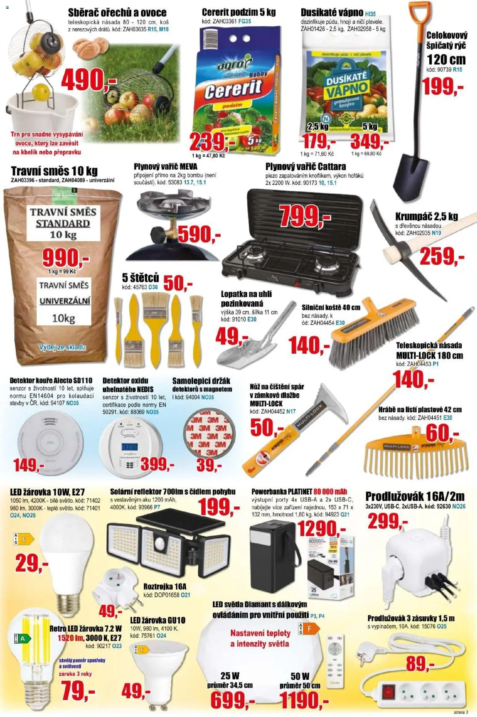 Eva supermarket leták od 23.09.2026 | Strana: 3 | Produkty: Nůž, Rýč, Reflektor, LED