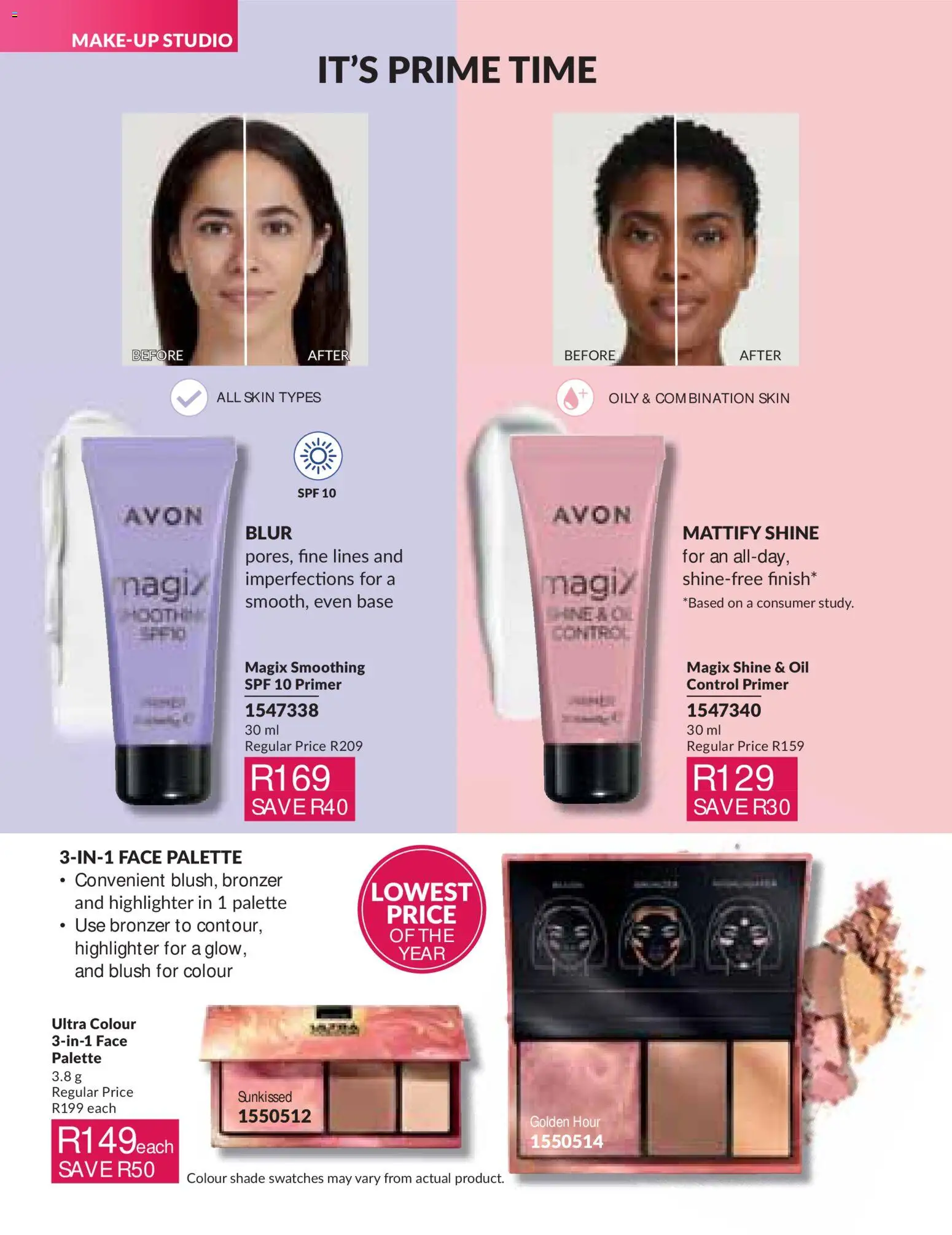New Avon catalogue – valid from 01/07/2026 | Page: 42 | Products: Primer, Oil, Bronzer, Blush