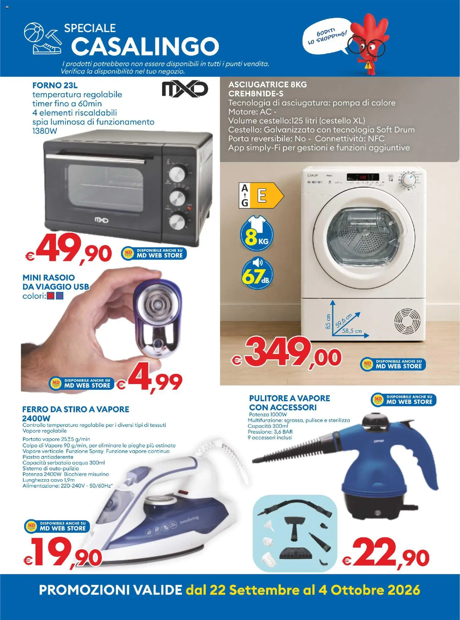 Volantino MD Discount del 22/09/2026 | Pagina: 29 | Prodotti: Porta, Pulitore a vapore, Acqua, Forno