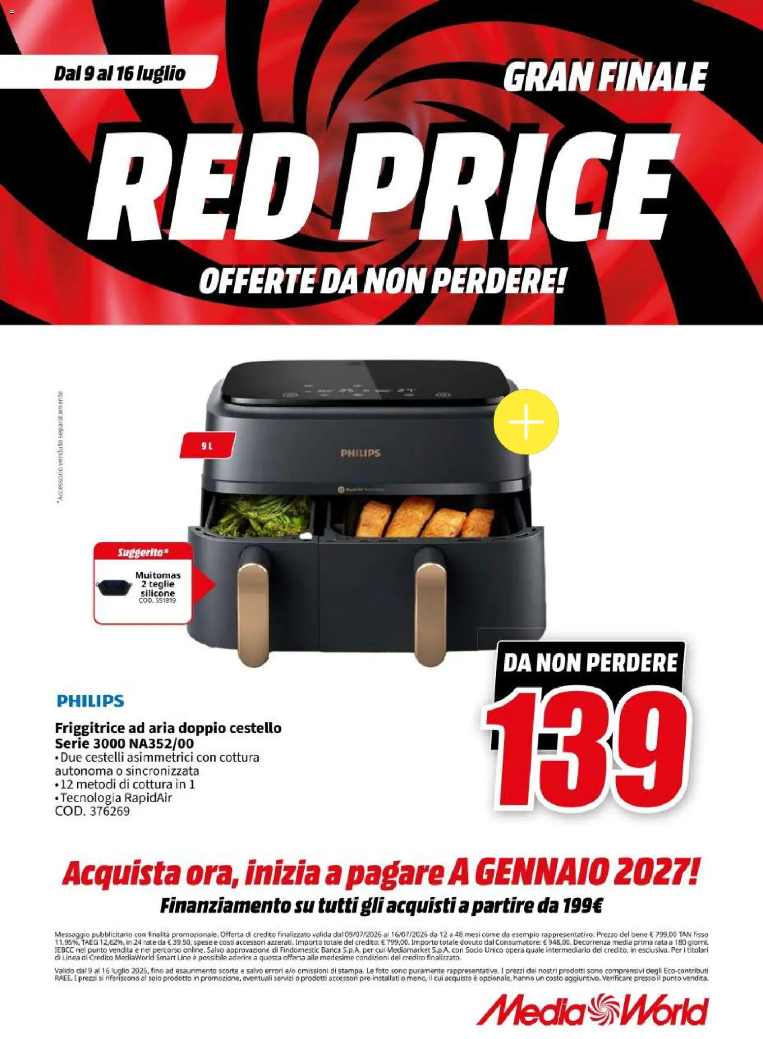 Volantino Media World del 09/07/2026 | Pagina: 48 | Prodotti: Friggitrice ad aria, Silicone, Friggitrice