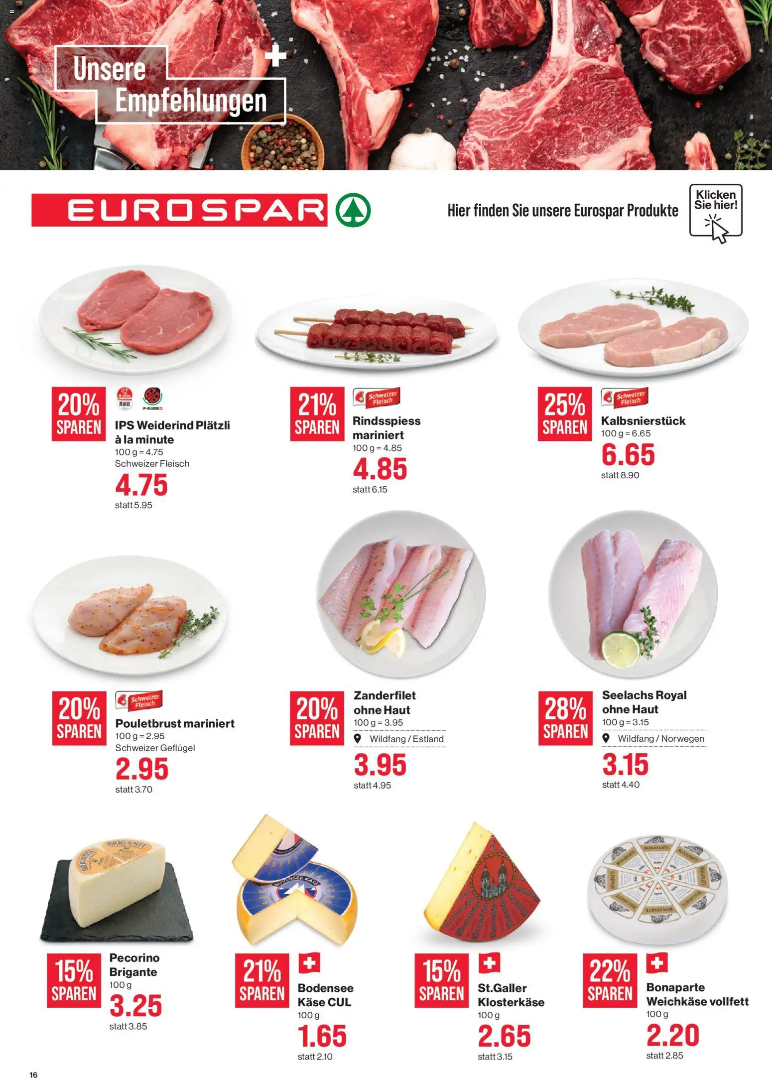 SPAR aktionen – gültig ab 23.07.2026 | Seite: 16 | Produkte: Pouletbrust, Käse